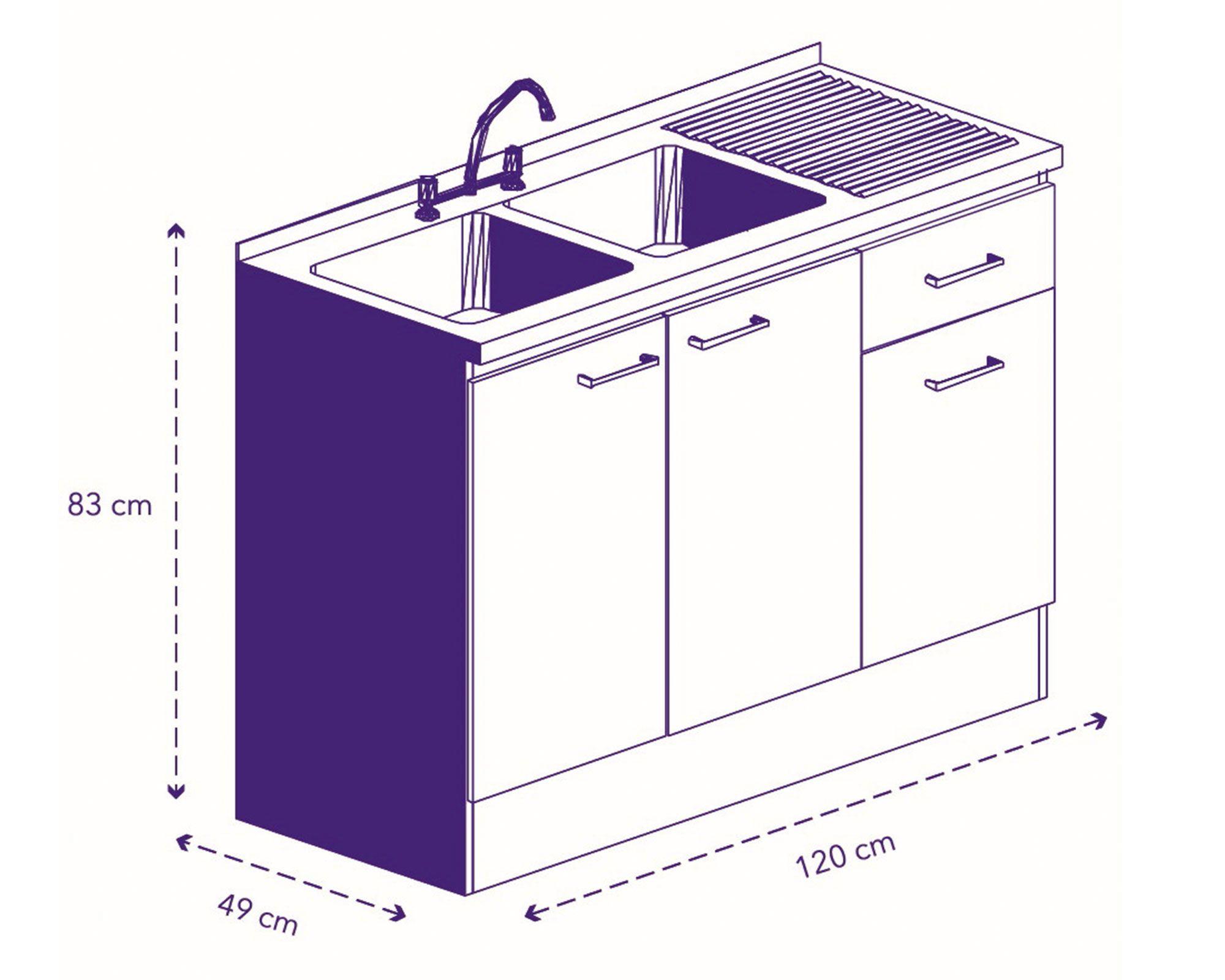 Mueble base lavaplatos ED 3 puertas 1 cajón blanco Mobikit-4