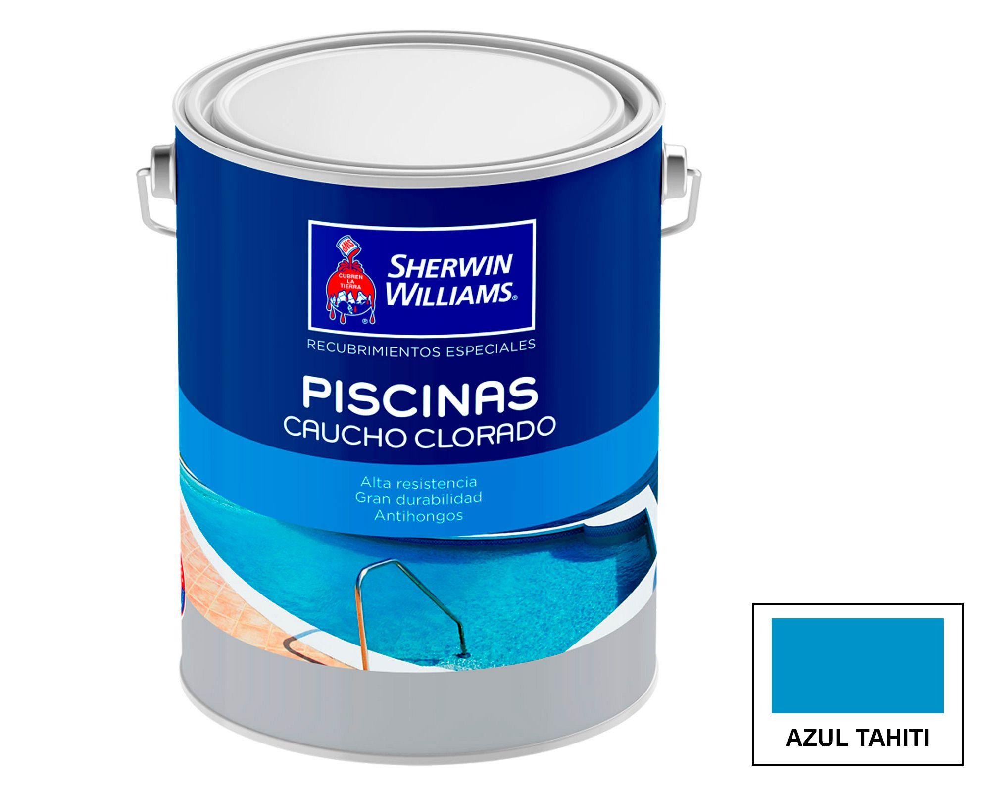 Pintura para piscina 1 galón caucho clorado azul tahití satín Sherwin-Williams-2