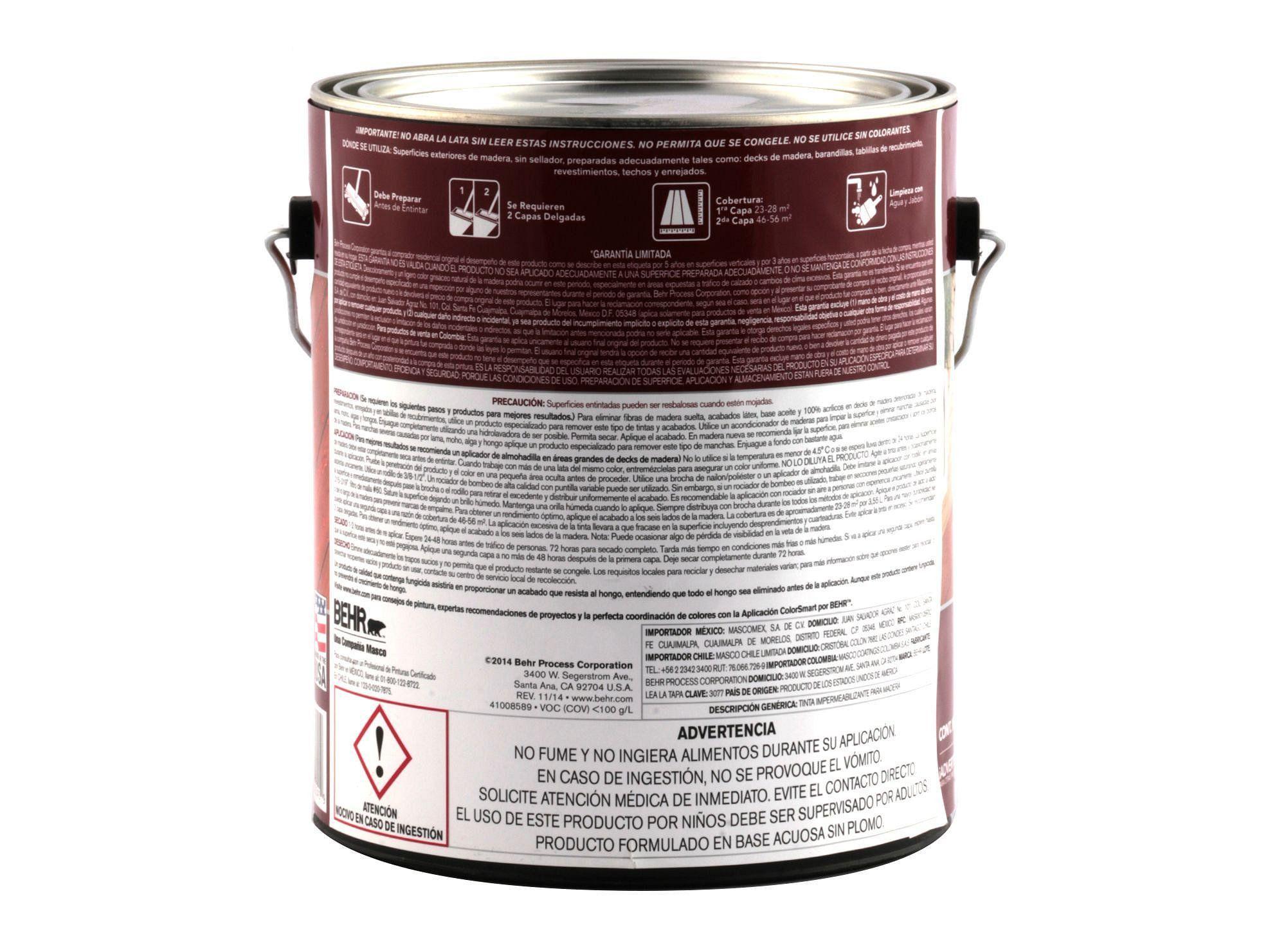 Protector de madera 1 galón semi transparente Behr-3