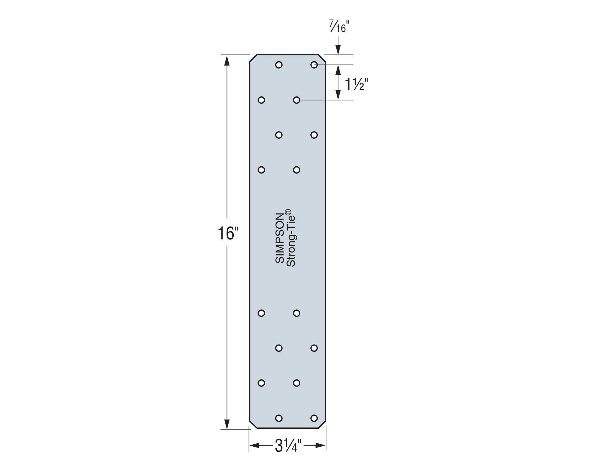 Fleje de unión 3 1/4 x 16'' galvanizado carga pesada Simpson Strong-Tie-3