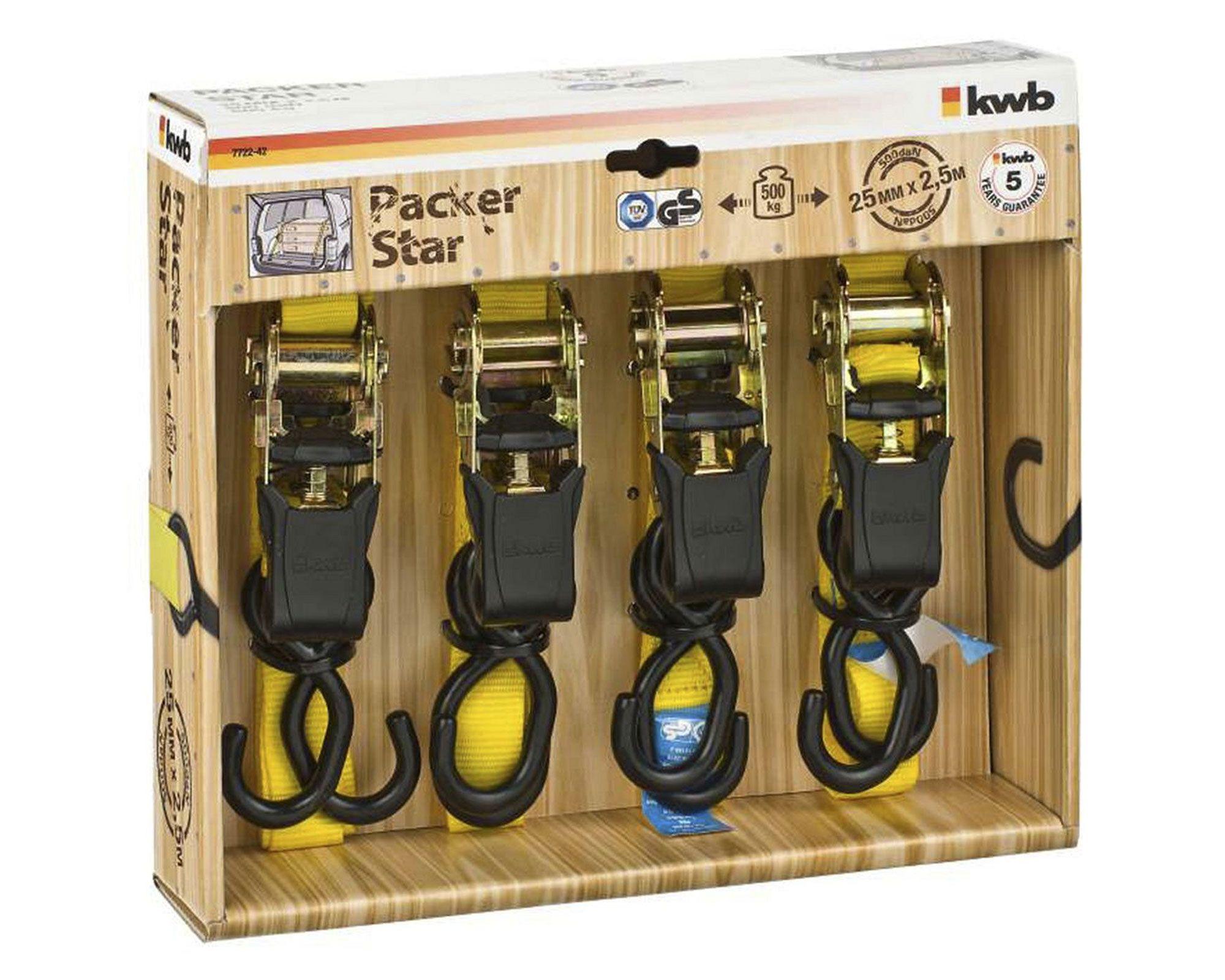 Eslinga tensor 25 mm x 2,5 m amarillo 4 unidades KWB-0