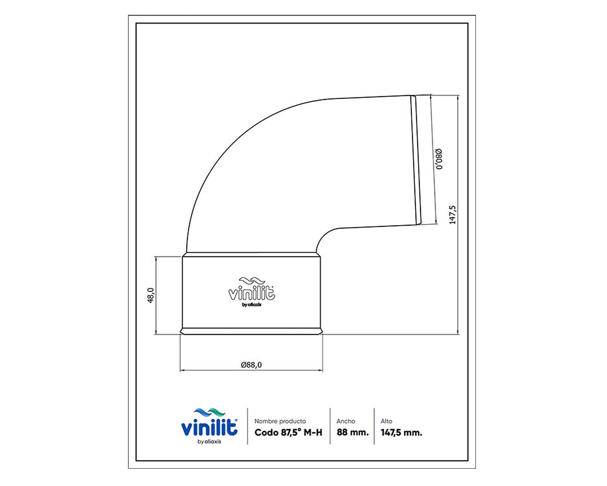 Codo 87,5º M-H PVC blanco-2