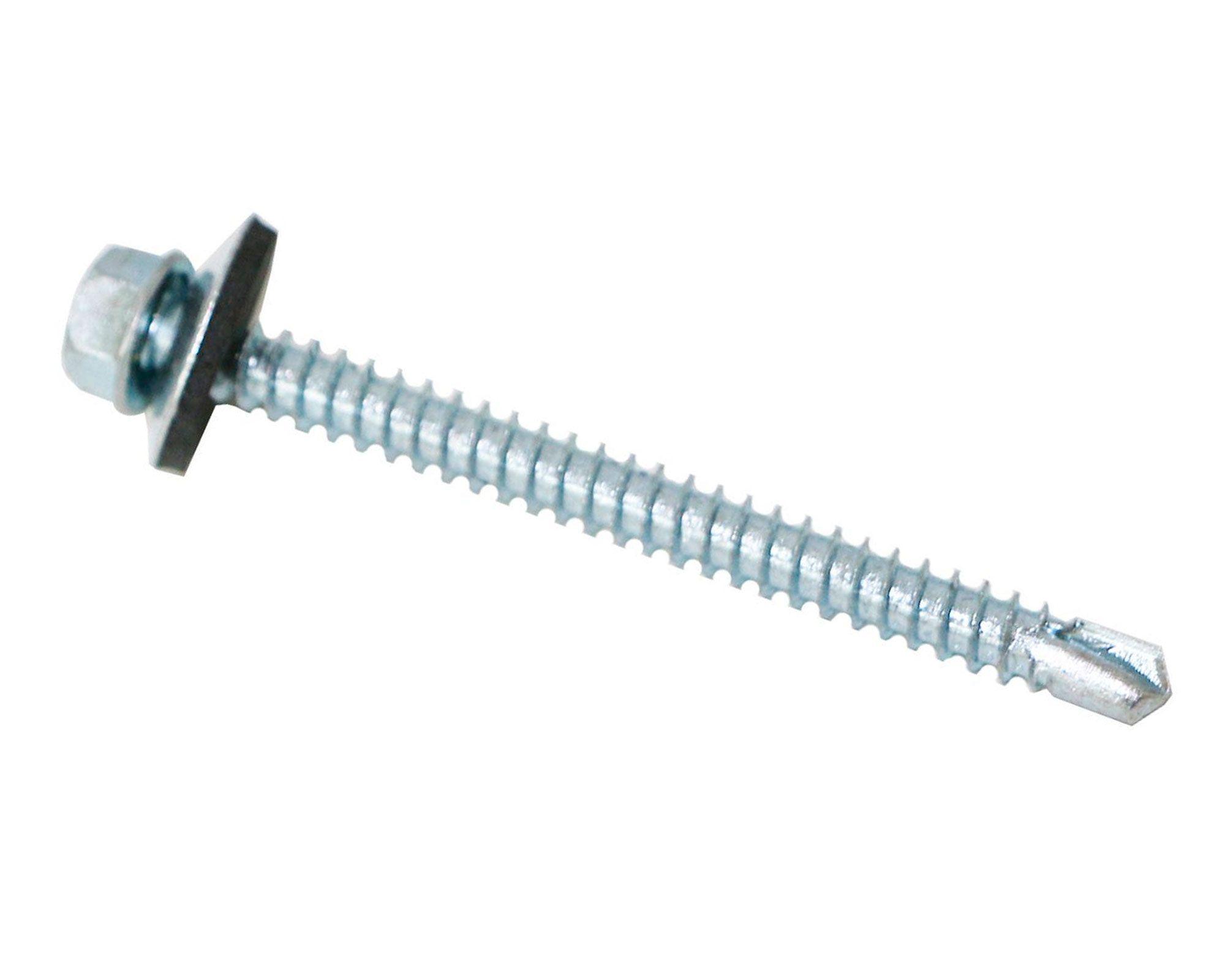 Tornillo autoperforante hexagonal con golilla goma 12 x 2 1/2'' blister 100 Imporper-0