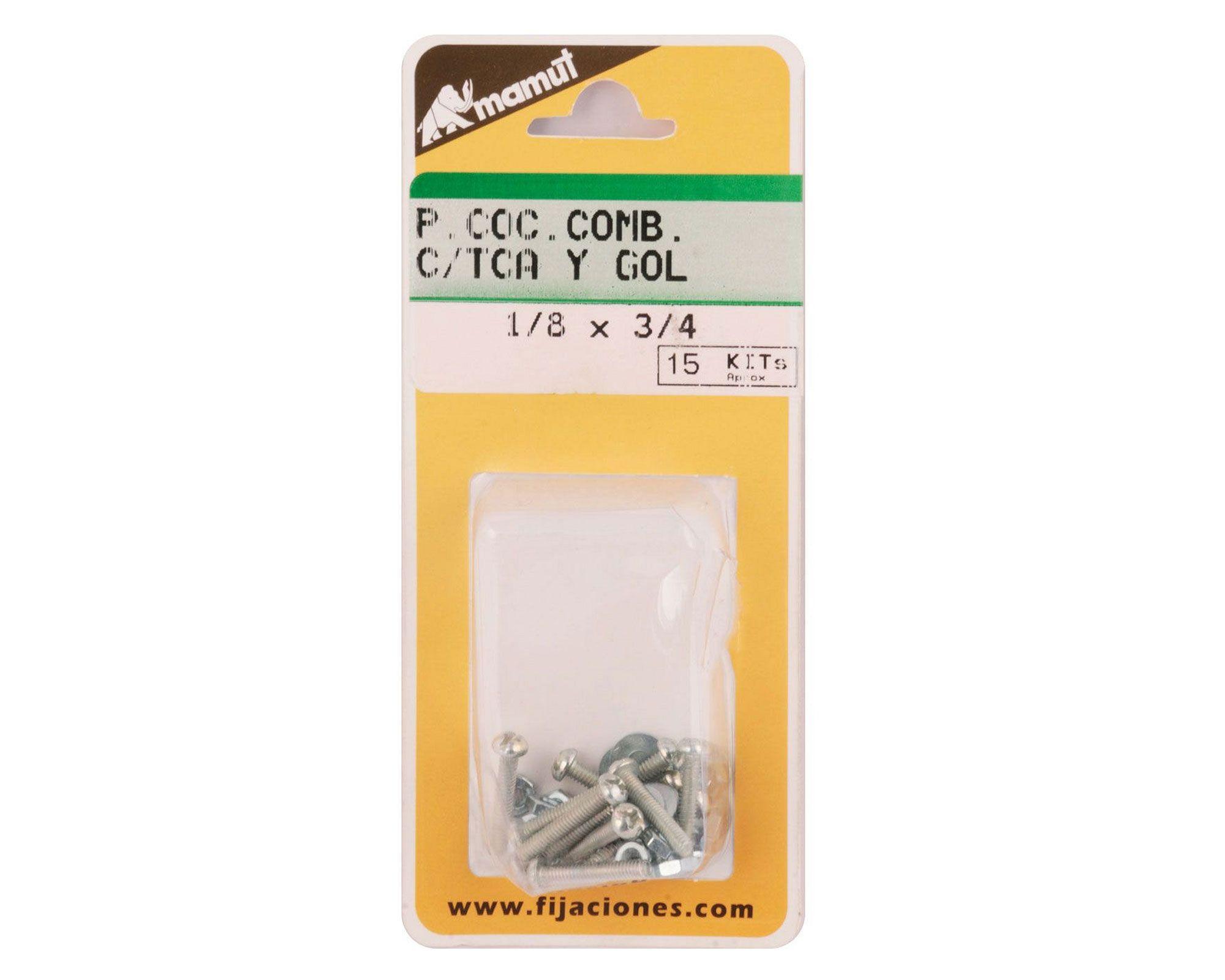 Perno cocina 1/8x3/4 + tuerca + golilla 15 unidades Mamut-3