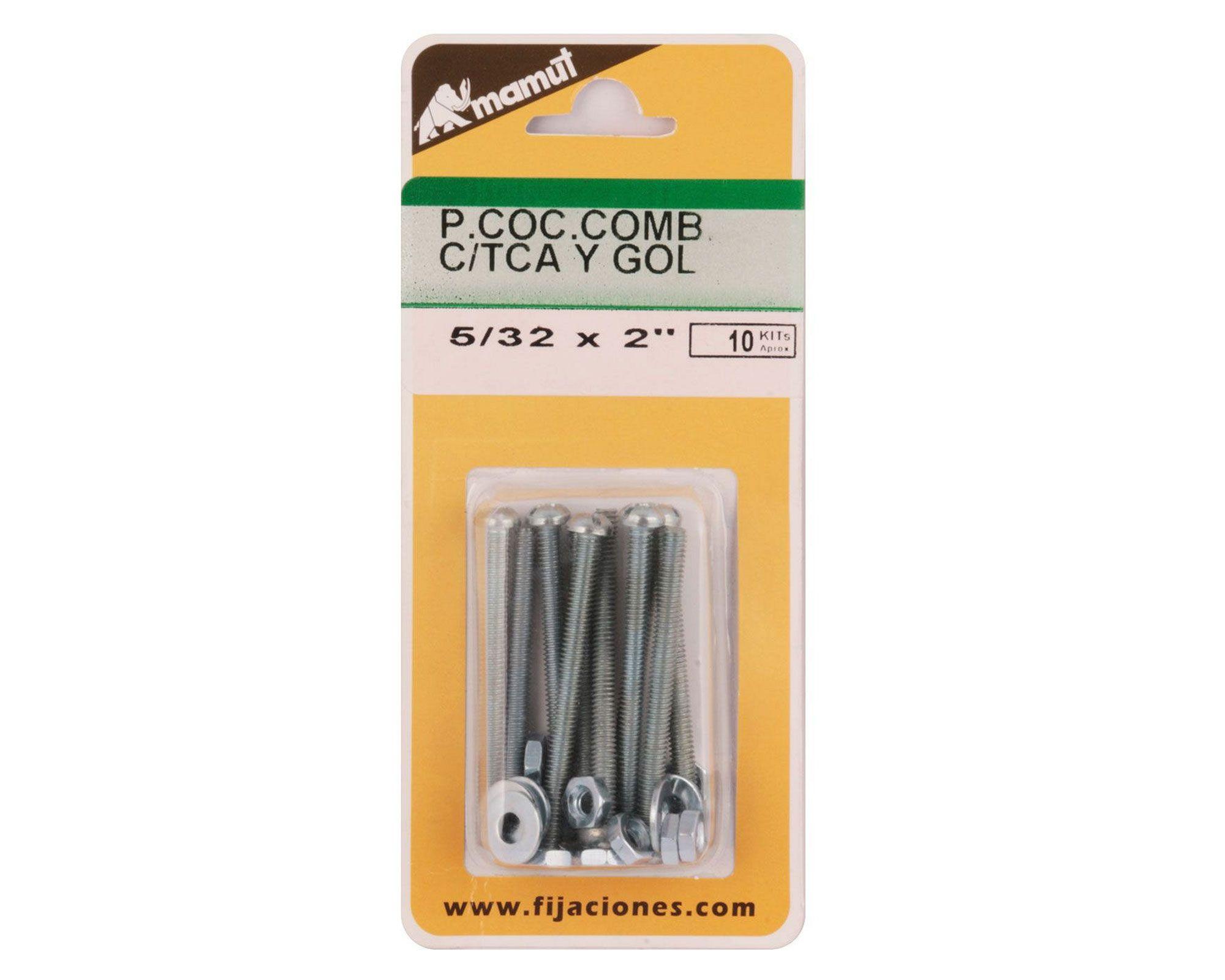Perno cocina 5/32x2 + tuerca + golilla 6 unidades Mamut-3