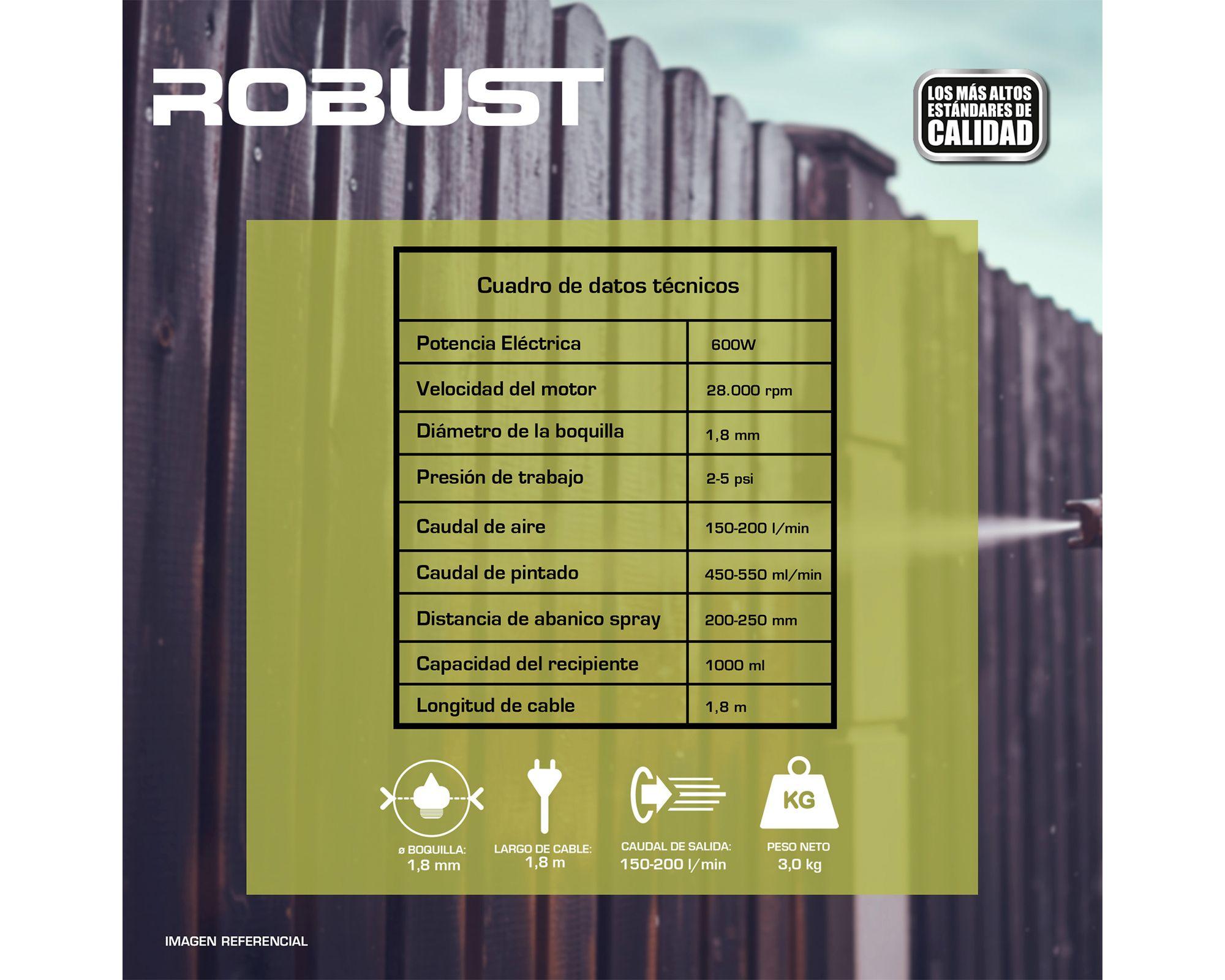 Pistola para pintar 600W HVLP azul Robust-3