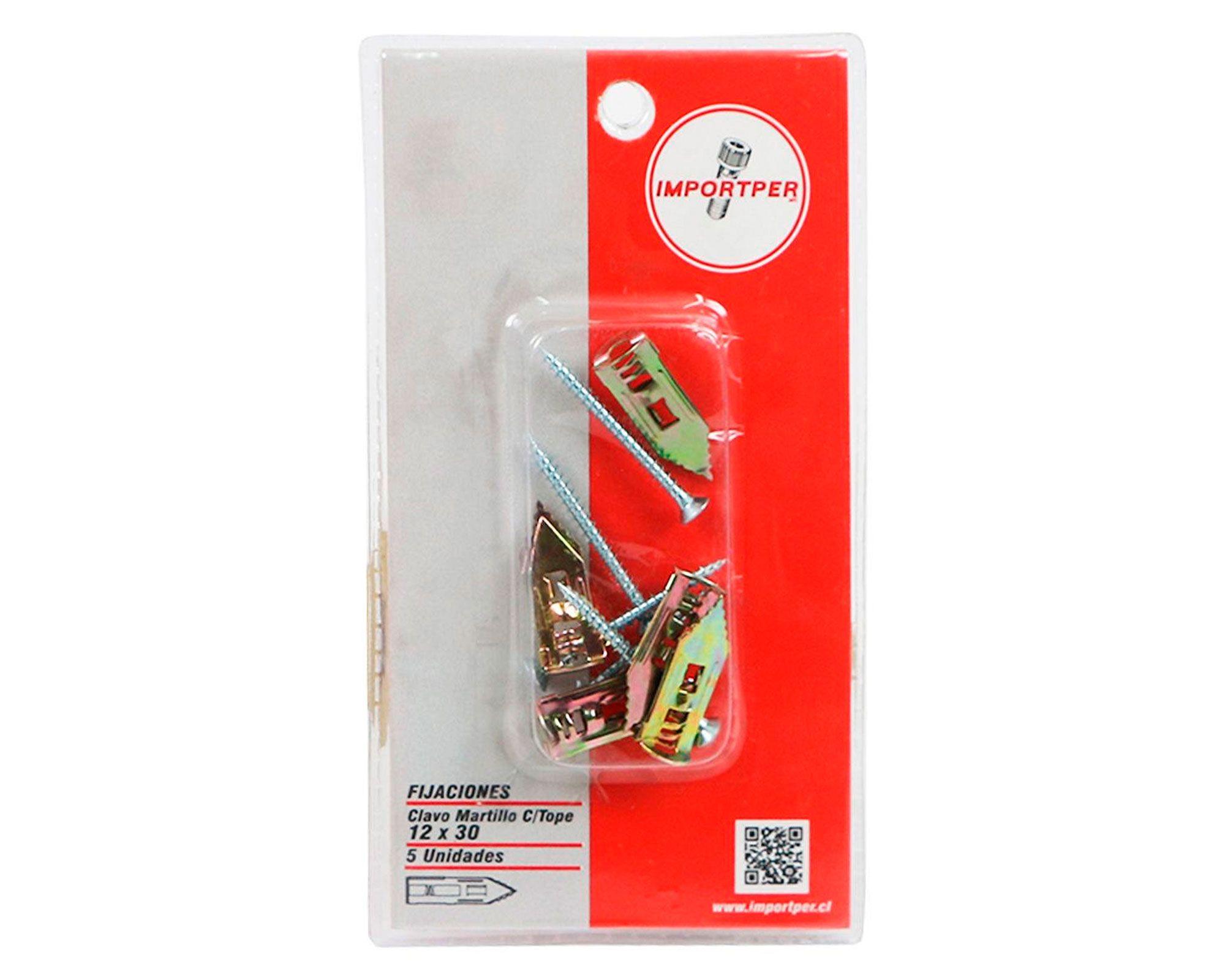 Clavo martillo con tope 12 x 30 mm 5 unidades Imporper-0