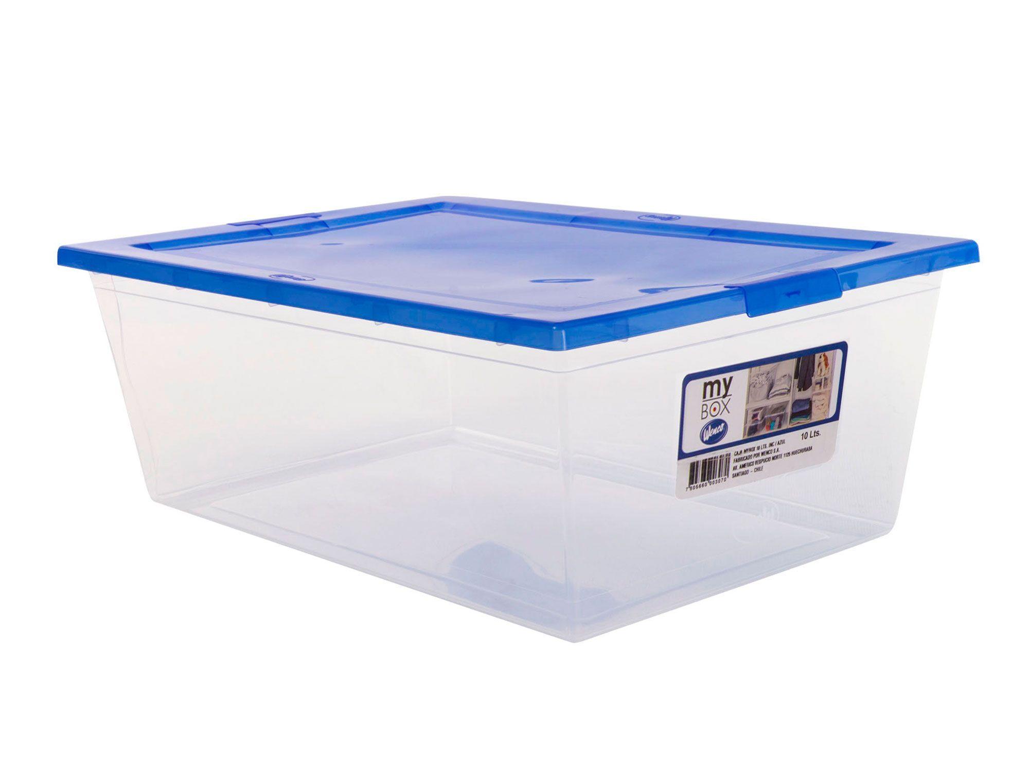 Caja organizadora 10 litros Mybox transparente/azul Wenco-0