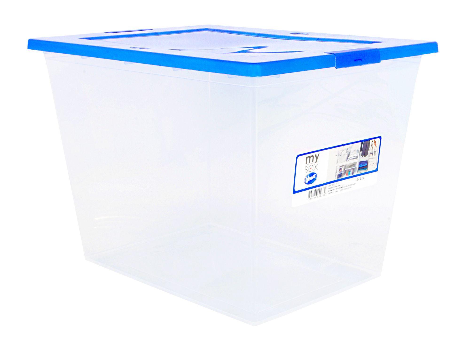 Caja organizadora 27 litros Mybox transparente/azul Wenco-0