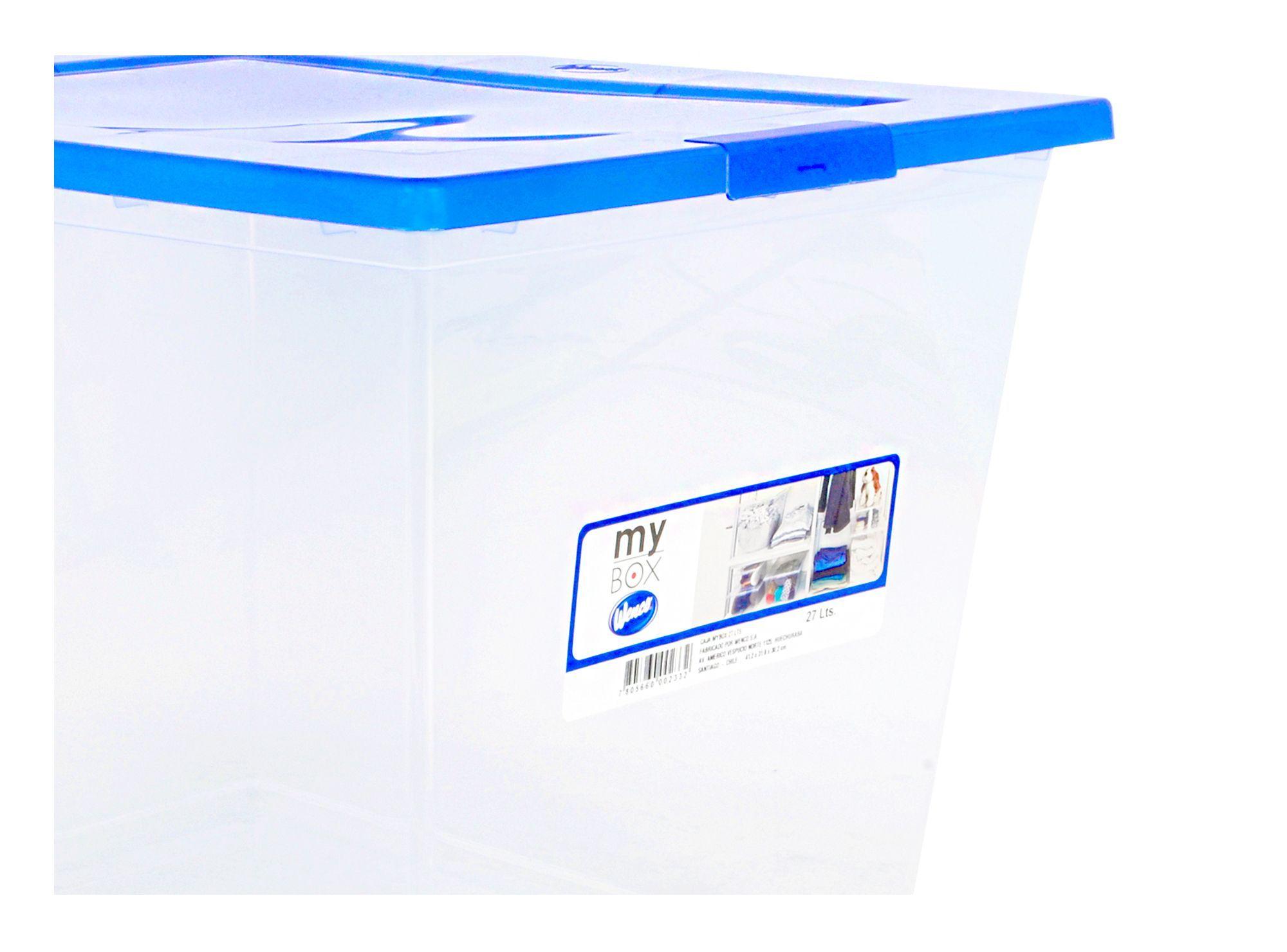 Caja organizadora 27 litros Mybox transparente/azul Wenco-1