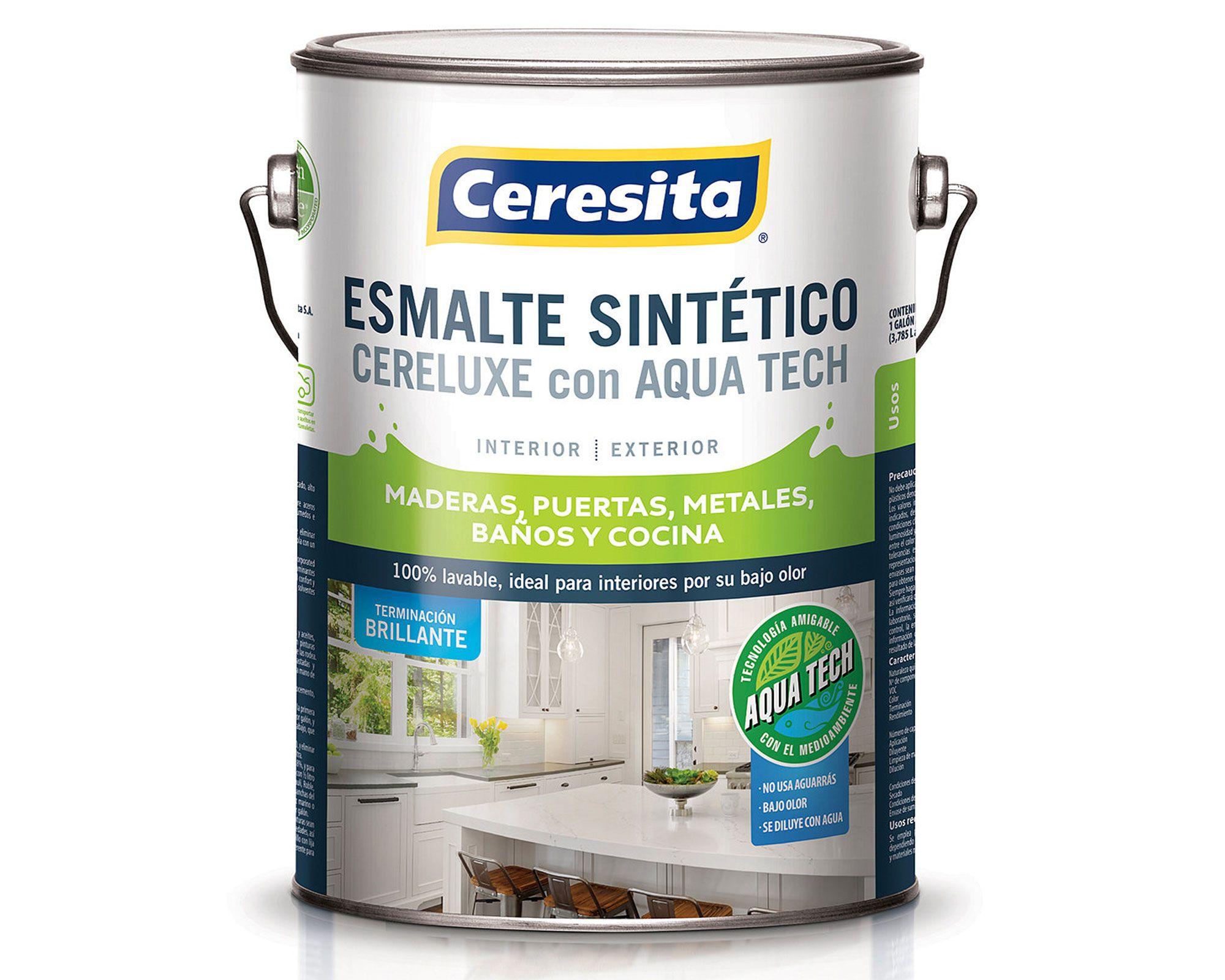 Esmalte sintético 1 galón Cereluxe Aqua Tech bermellón brillante Ceresita-0