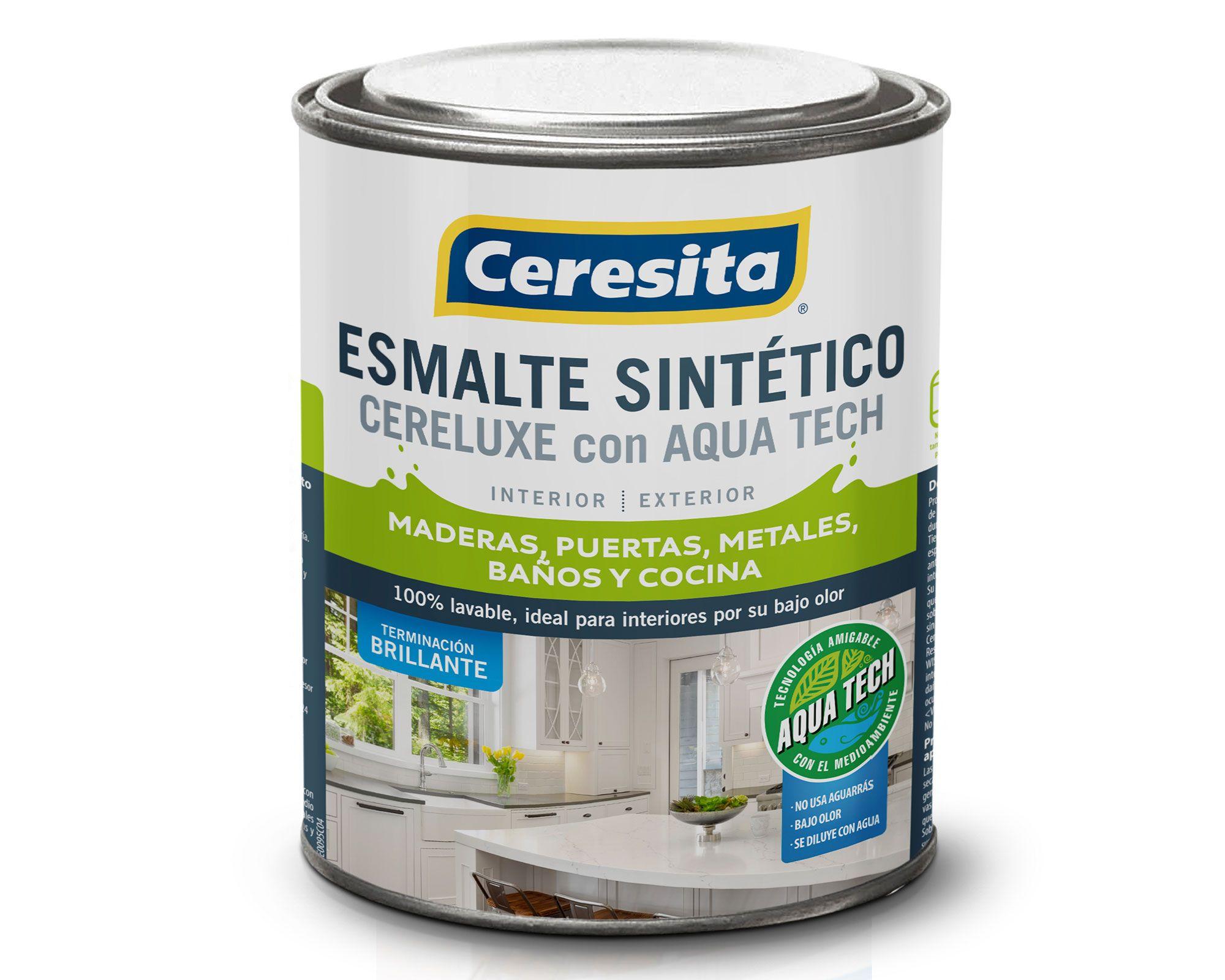 Esmalte sintético 1/4 galón Cereluxe Aqua Tech azul pacífico brillante Ceresita-0