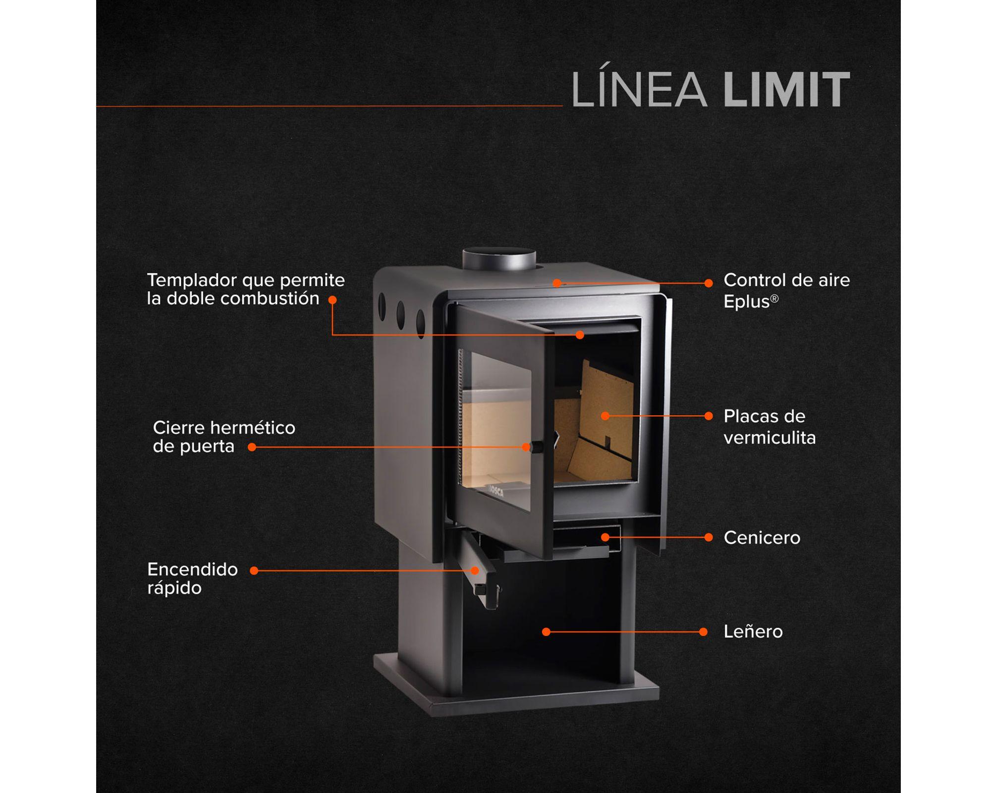 Estufa a leña 10600W Limit 380 negro Bosca-2