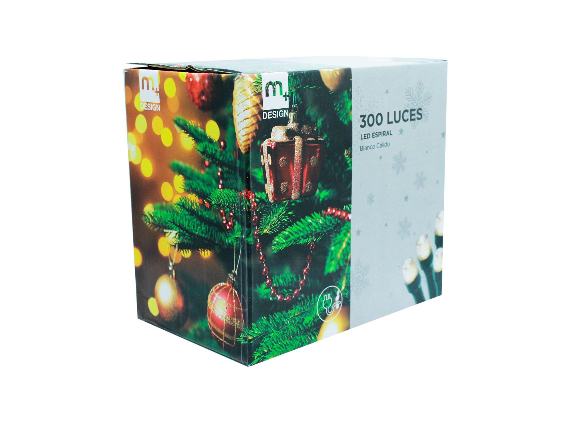 300 Luces de navidad LED espiral blanco cálido-1