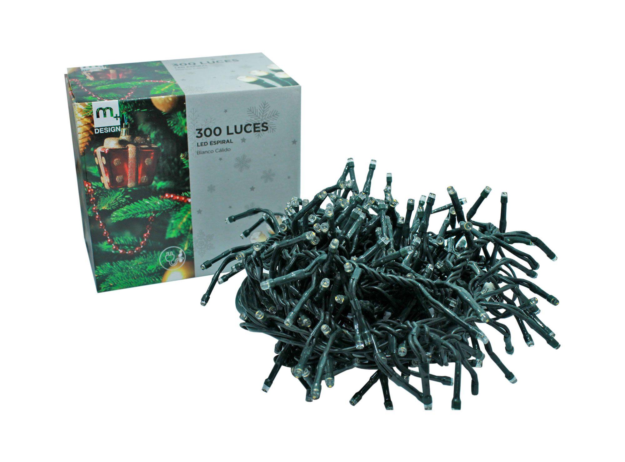 300 Luces de navidad LED espiral blanco cálido-0