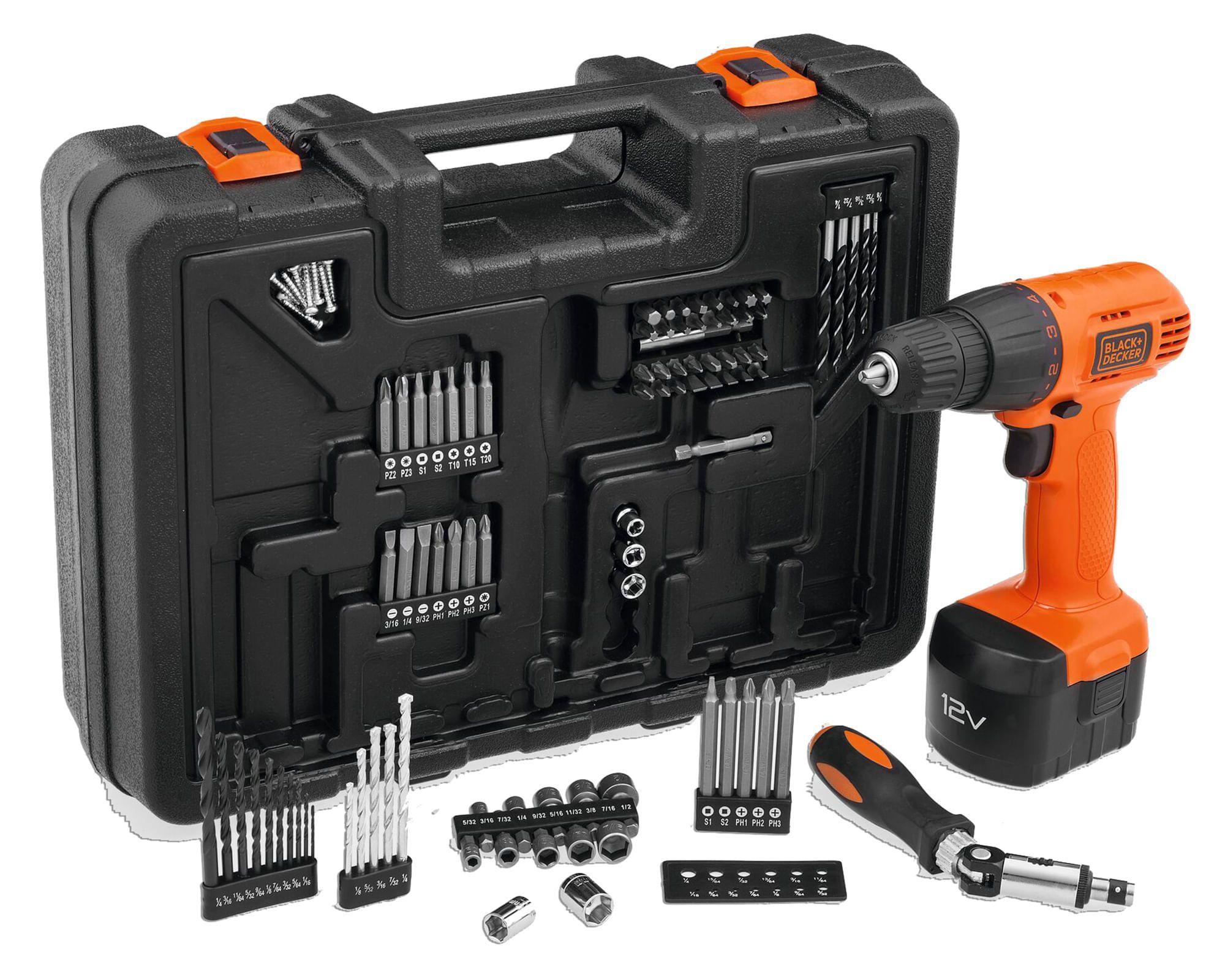 Taladro inalámbrico 12V CD121K100-B2C + Accesorios naranjo-0