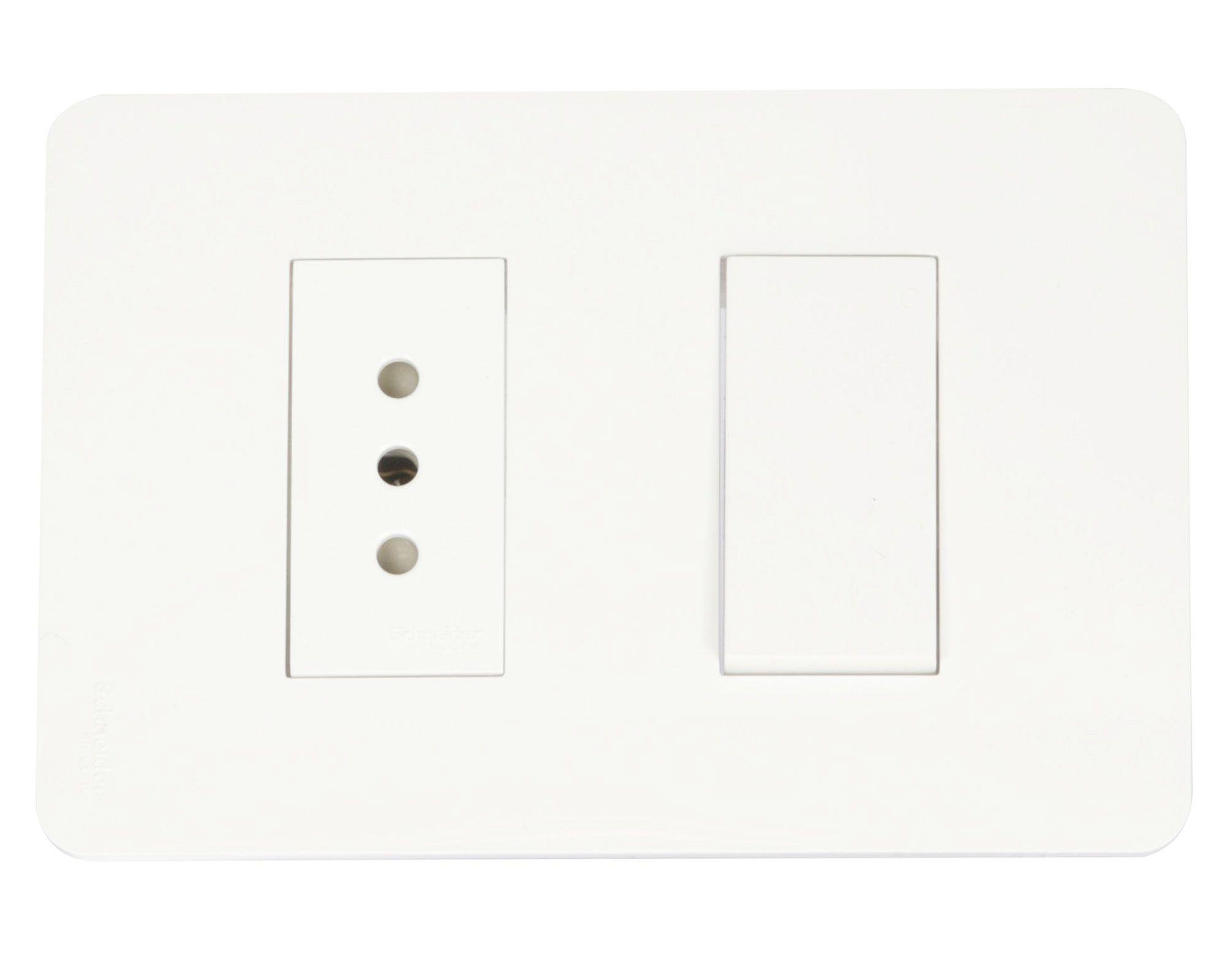 Placa armada toma corriente + interruptor 9/12 Orión blanco Schneider-0