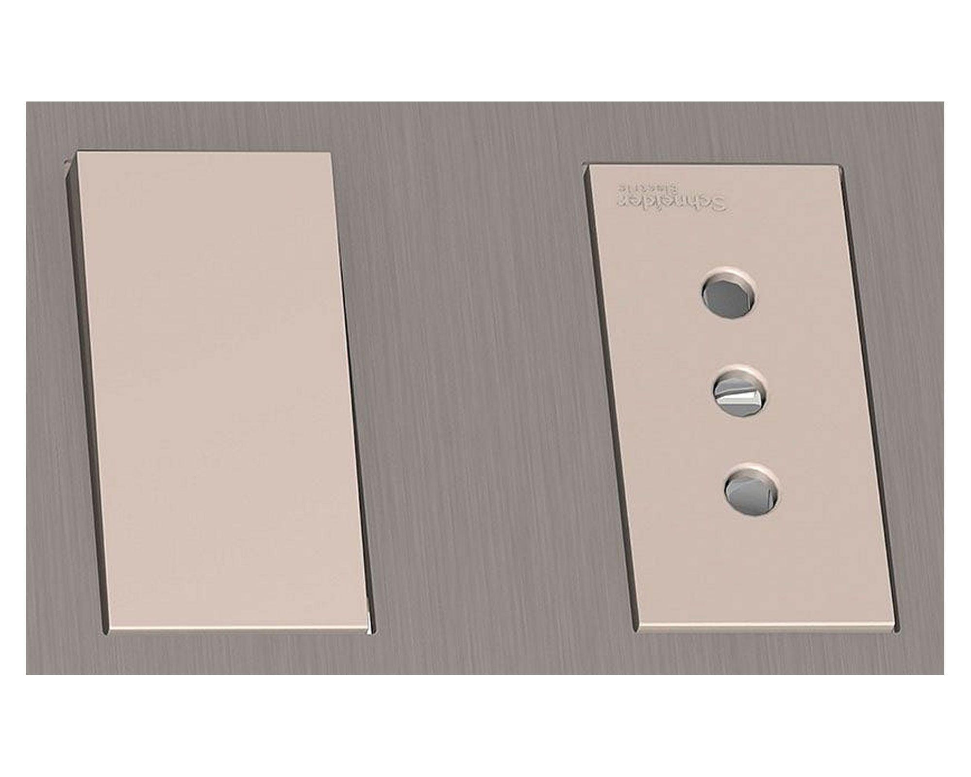 Placa armada toma corriente + interruptor 9/12 Orión bronce Schneider-1