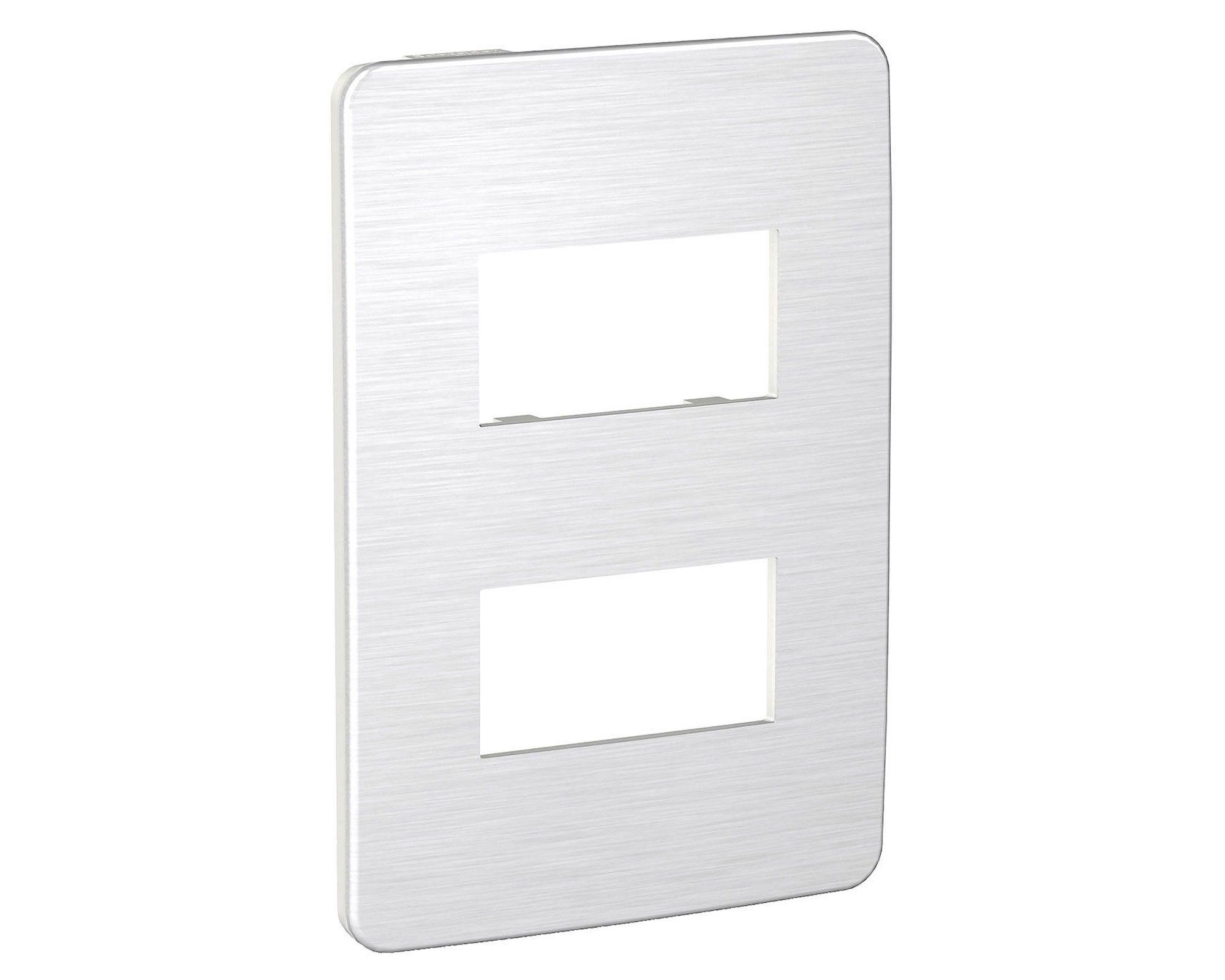 Tapa doble Orión aluminio/gris Schneider-2
