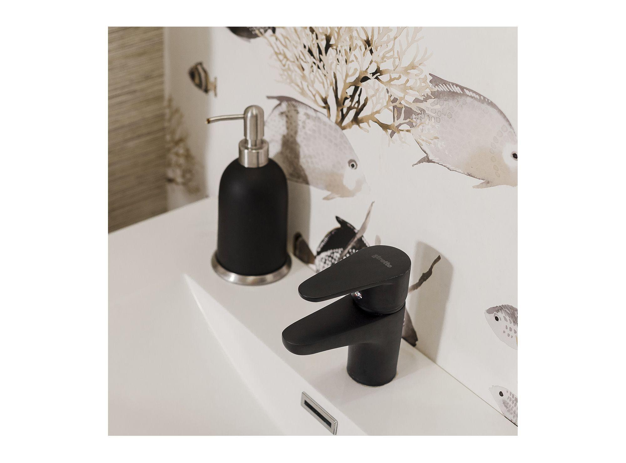 Monomando lavamanos dessin negro Stretto-3