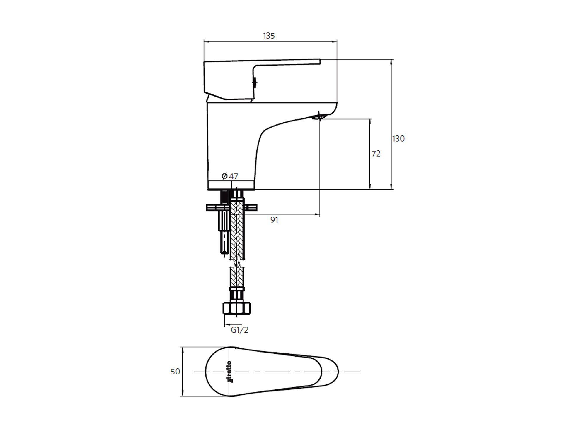 Monomando lavamanos dessin negro Stretto-9