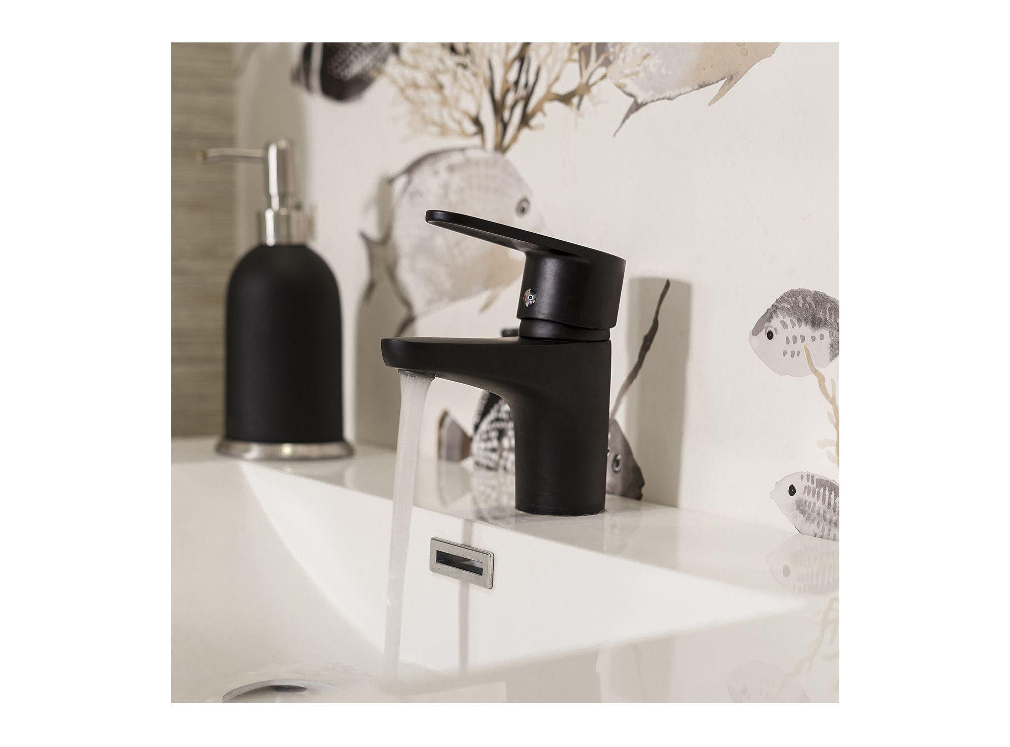 Monomando lavamanos dessin negro Stretto-5