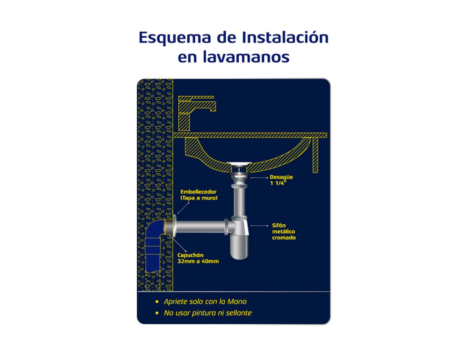 Kit instalación lavatorio 1 1/4'' cromado Hoffens.-2