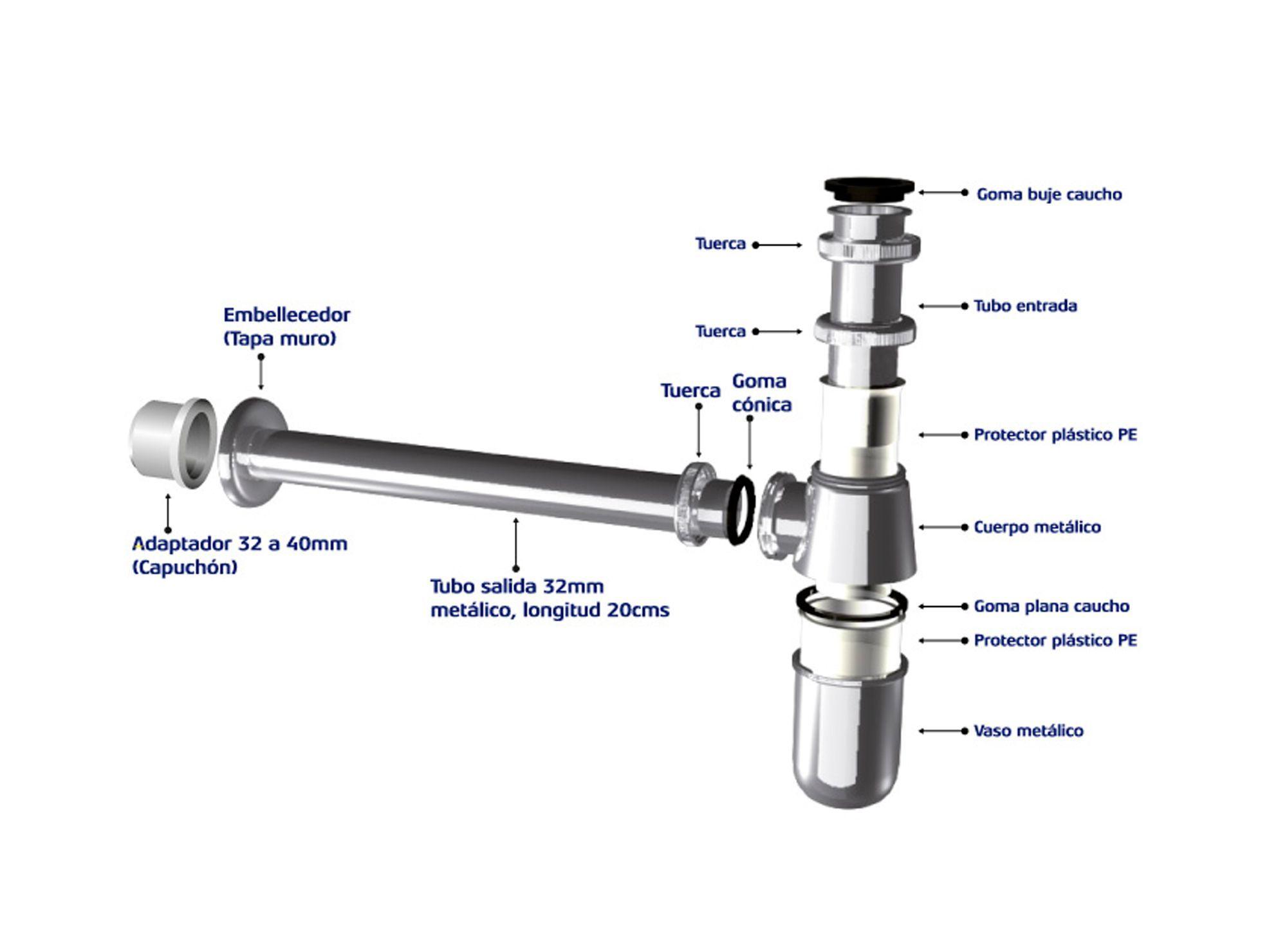 Sifón lavatorio 1 1/4" cromado-1