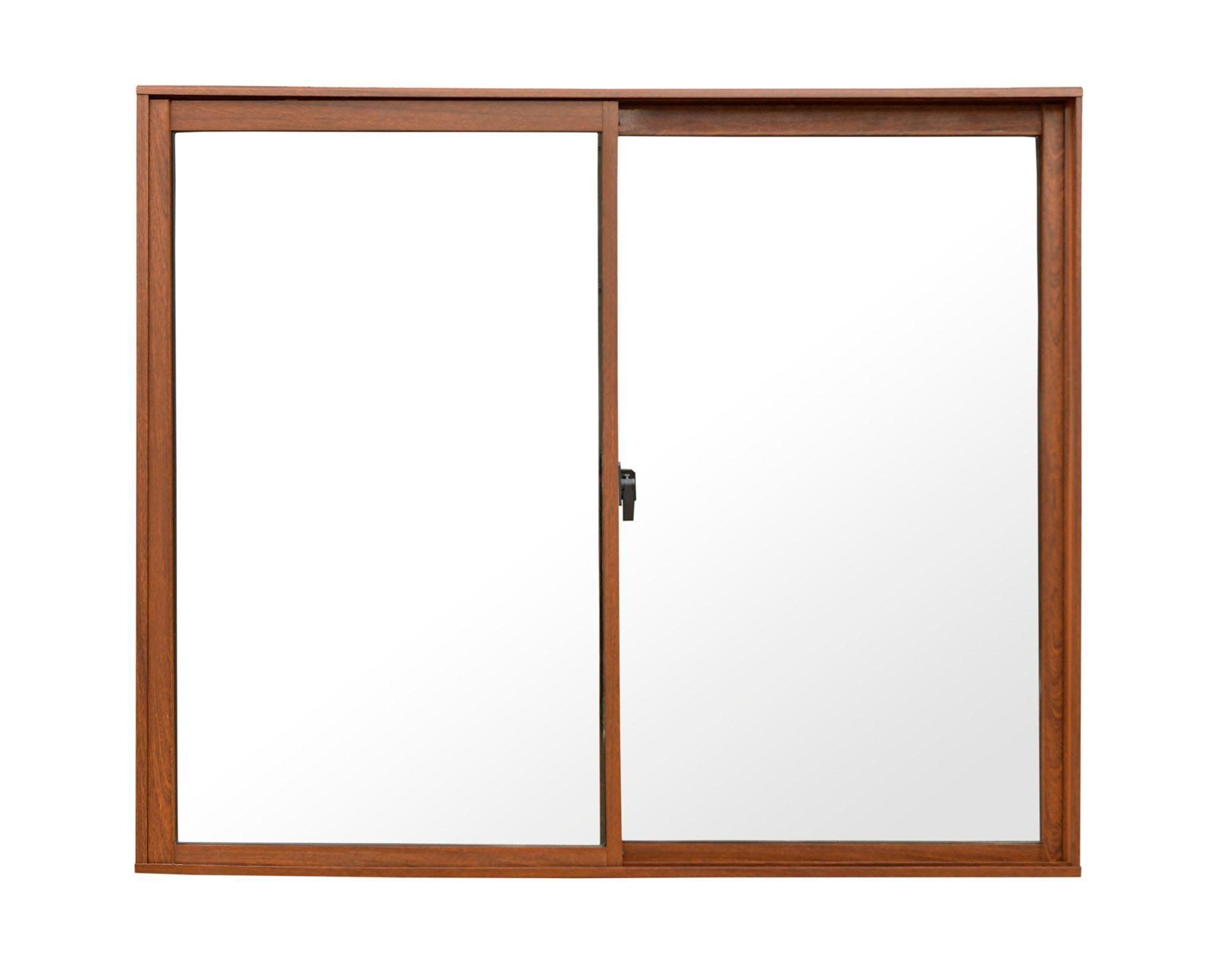 Ventana Aluminio 121x100 cm Corredera Madera-1