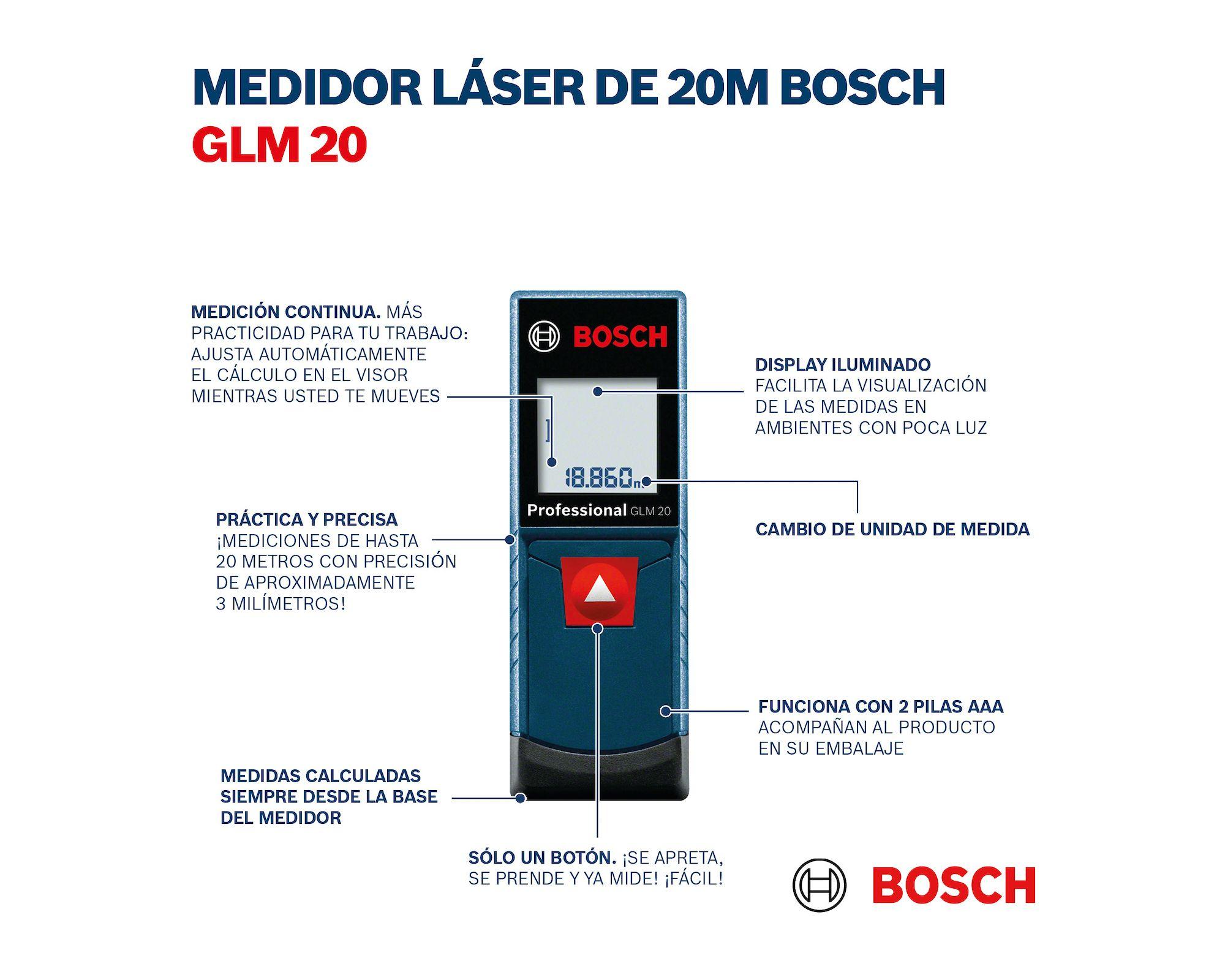 Medidor de distancia láser 20 metros GLM-20 Bosch-3