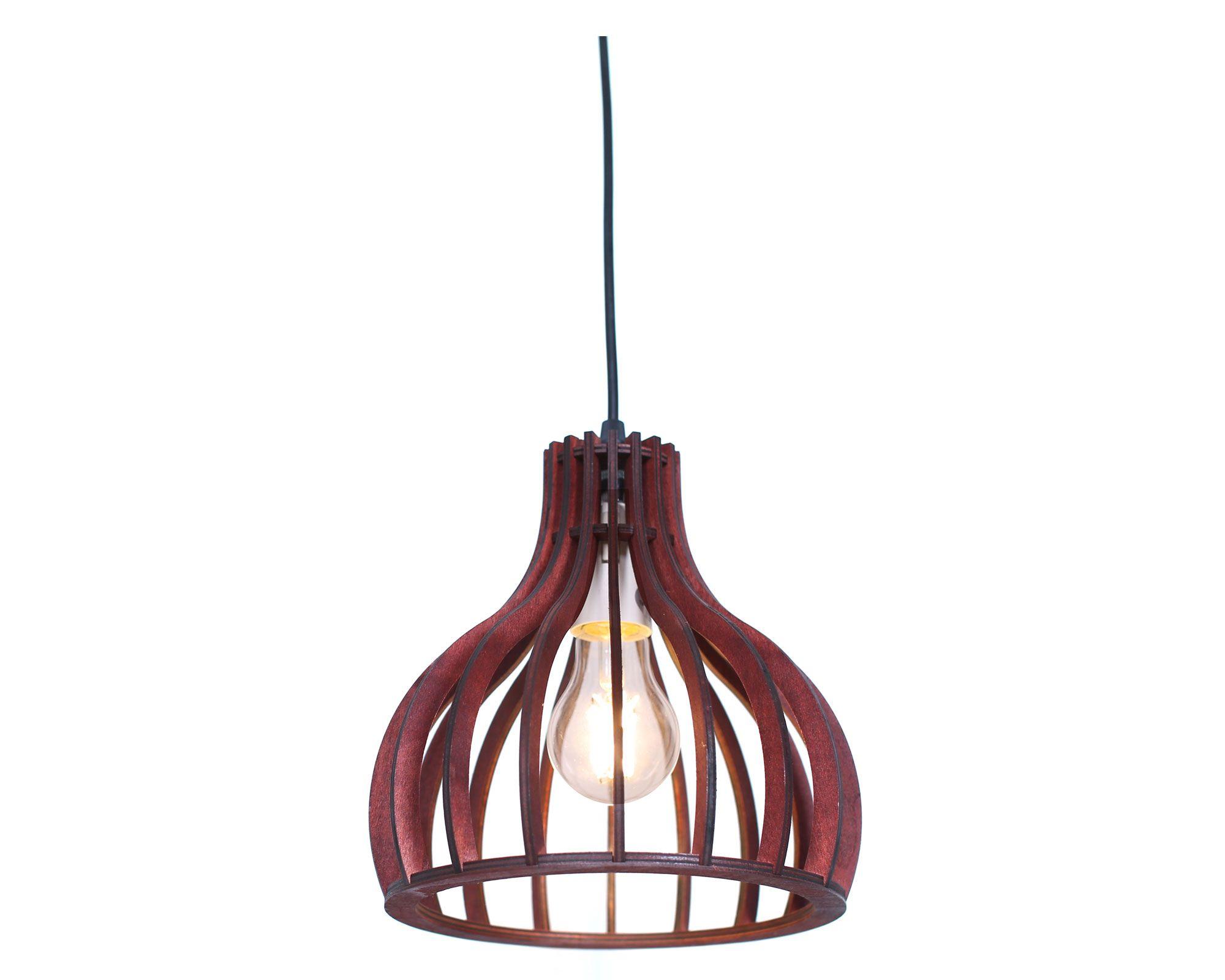 Lámpara colgar 1L E27 Atacama madera Abitare-4