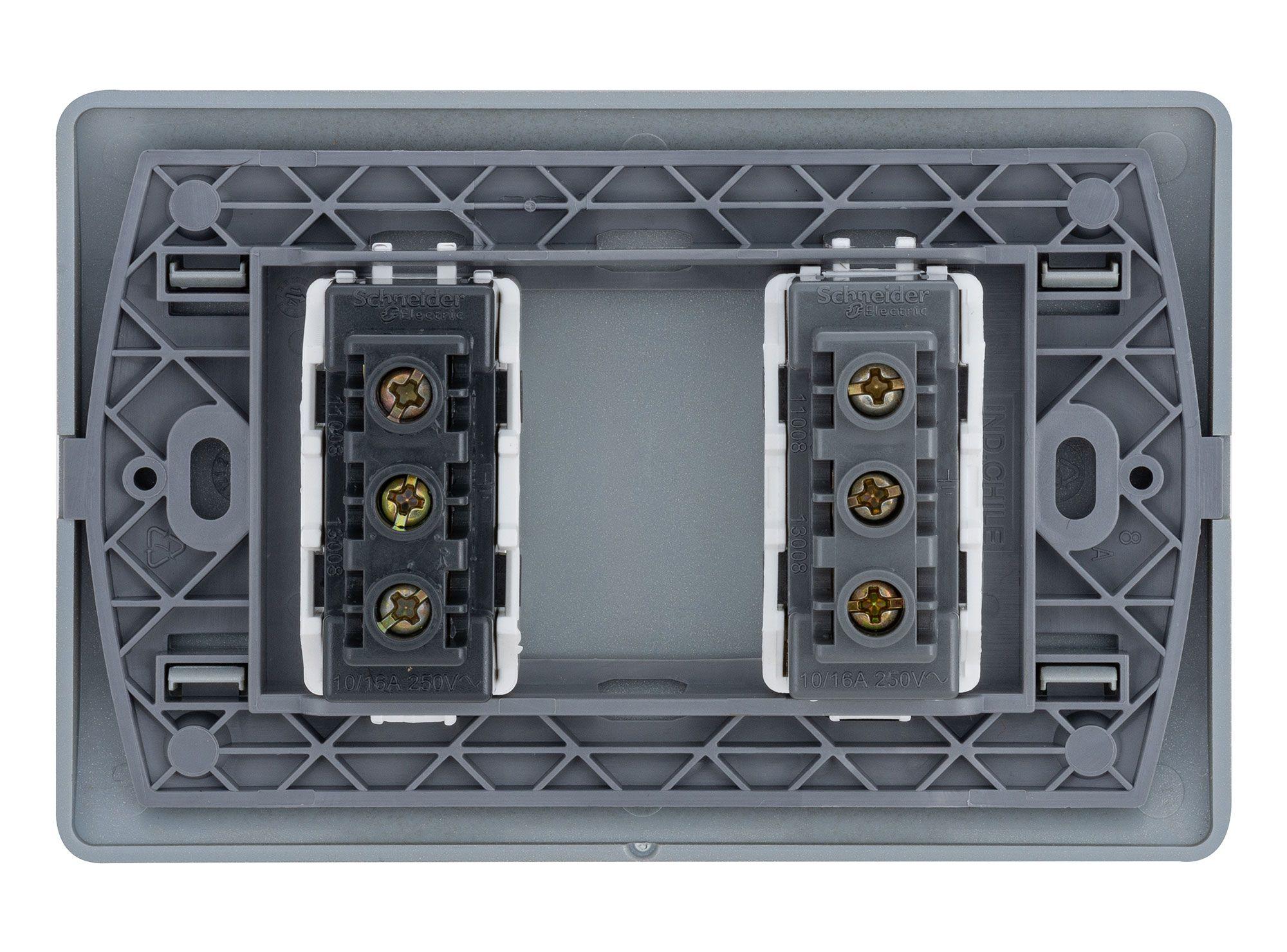 Placa armada interruptor 10/16 + tomacorriente 10A Génesis millan Schneider-2