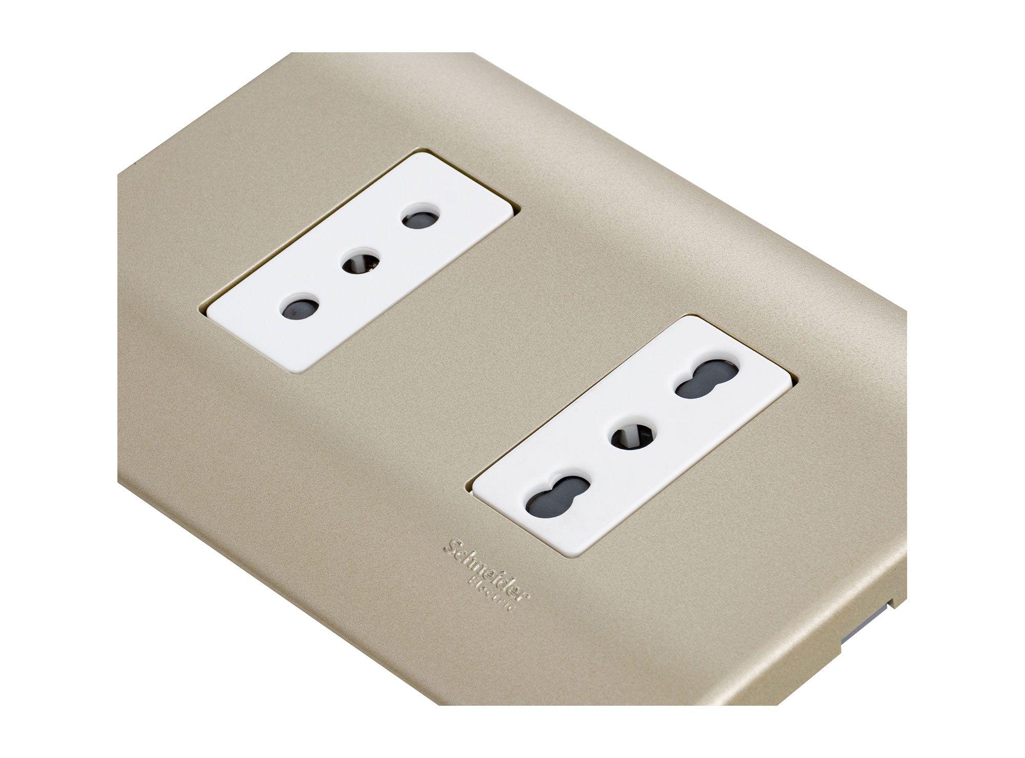 Placa armada interruptor 10/16 + tomacorriente 10A Génesis millan Schneider-3
