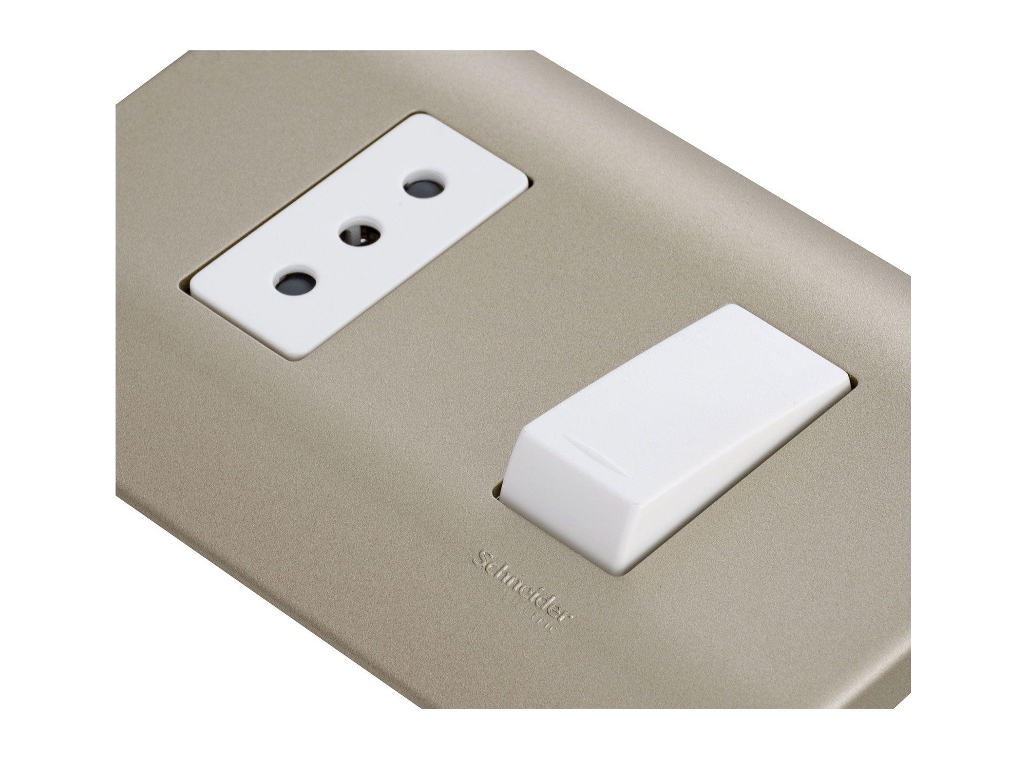 Placa armada interruptor 9/12 + tomacorriente 10A Génesis millan Schneider-3