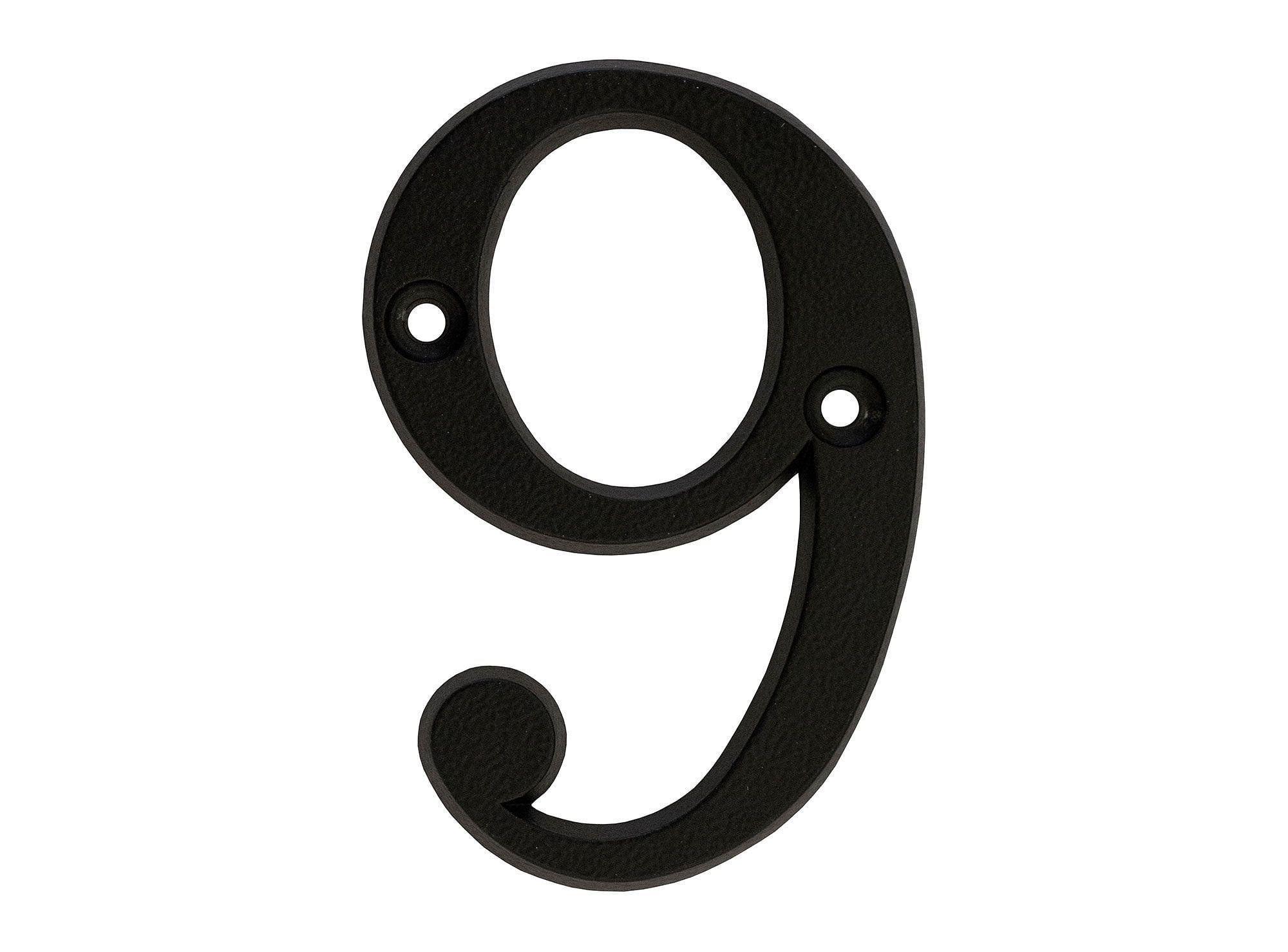 Número 9 8,5 cm negro rústico Poli-0