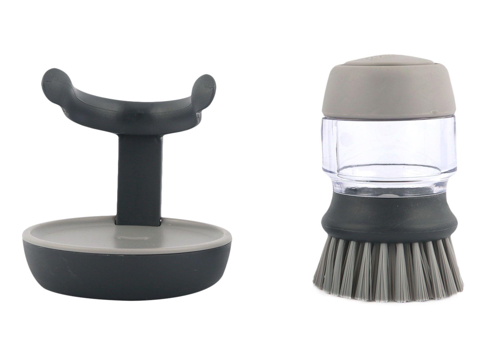 Cepillo con dispensador jabón gris Joseph Joseph-3