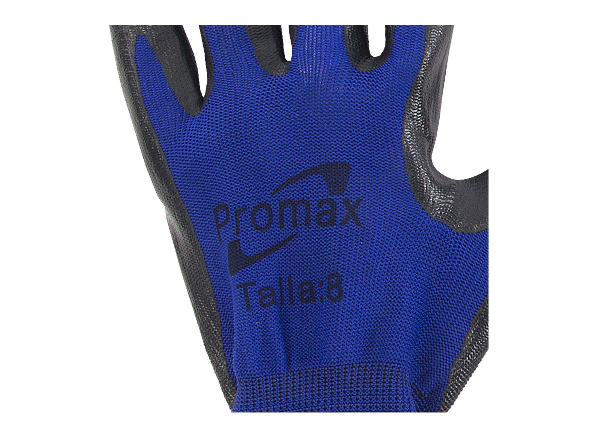 Guante nitrilo poliéster mantenimiento azul/negro Promax-1