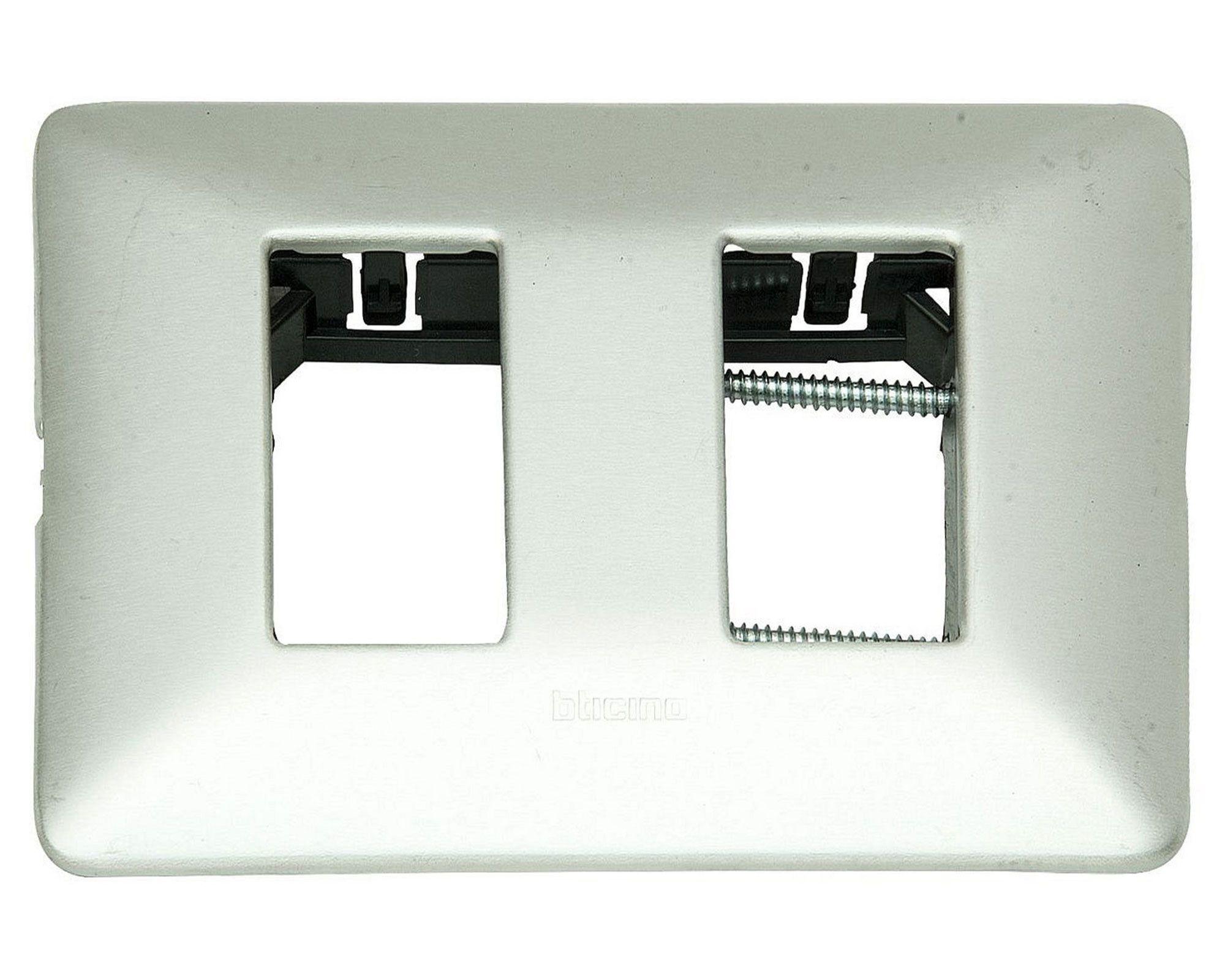 Placa 2 módulos aluminio natural Bticino-2