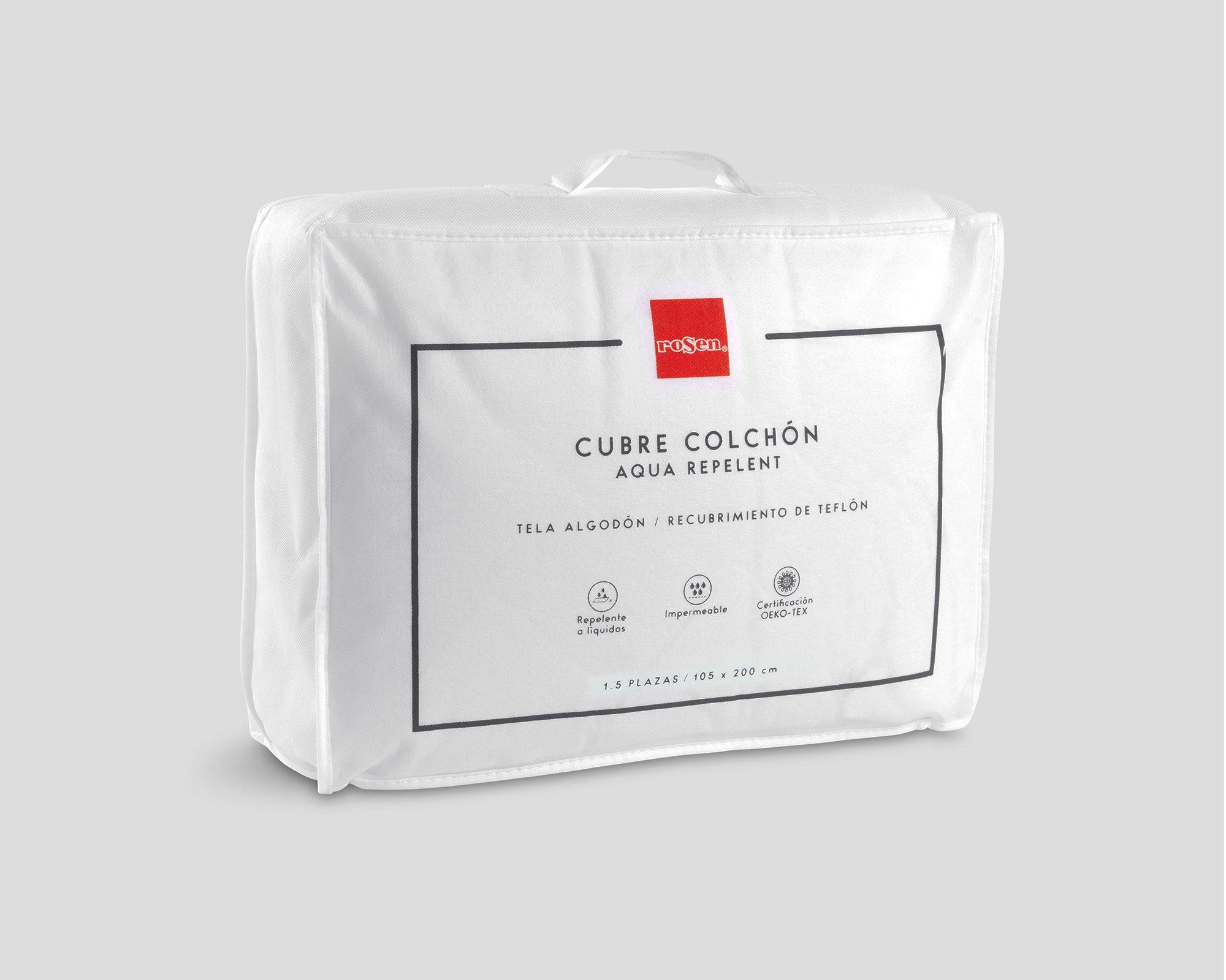 Cubrecolchón 1,5 plazas Aqua repelent blanco Rosen-2