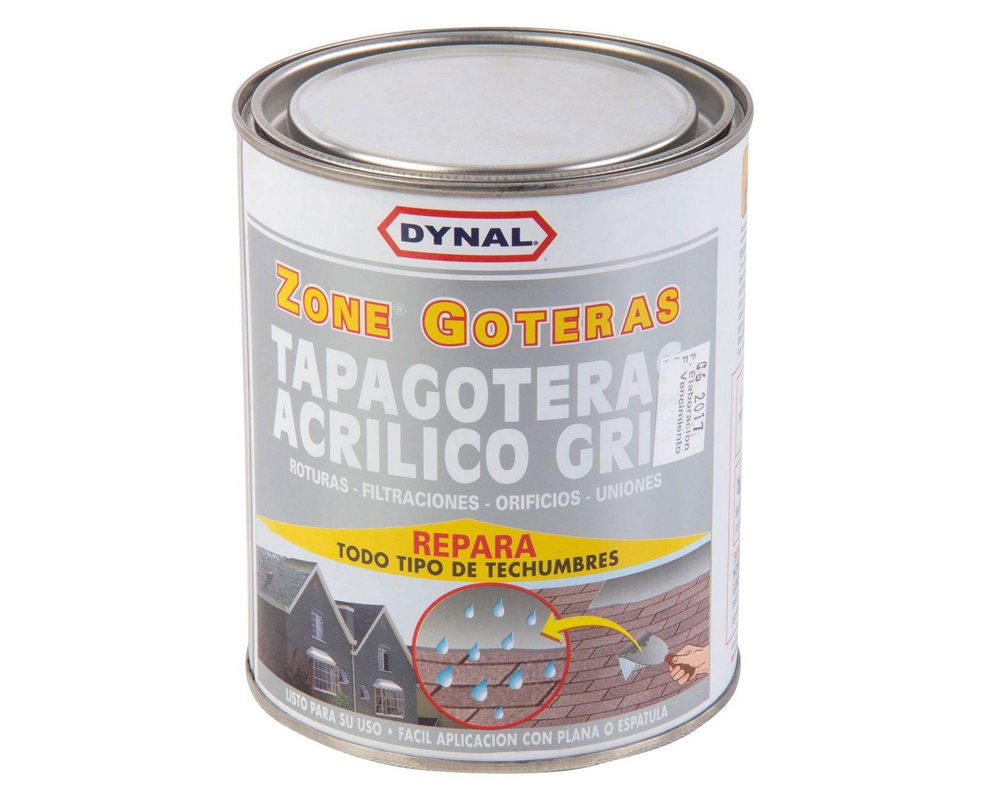 Tapagoteras acrílico 1/4 galón Zone goteras gris Dynal-2