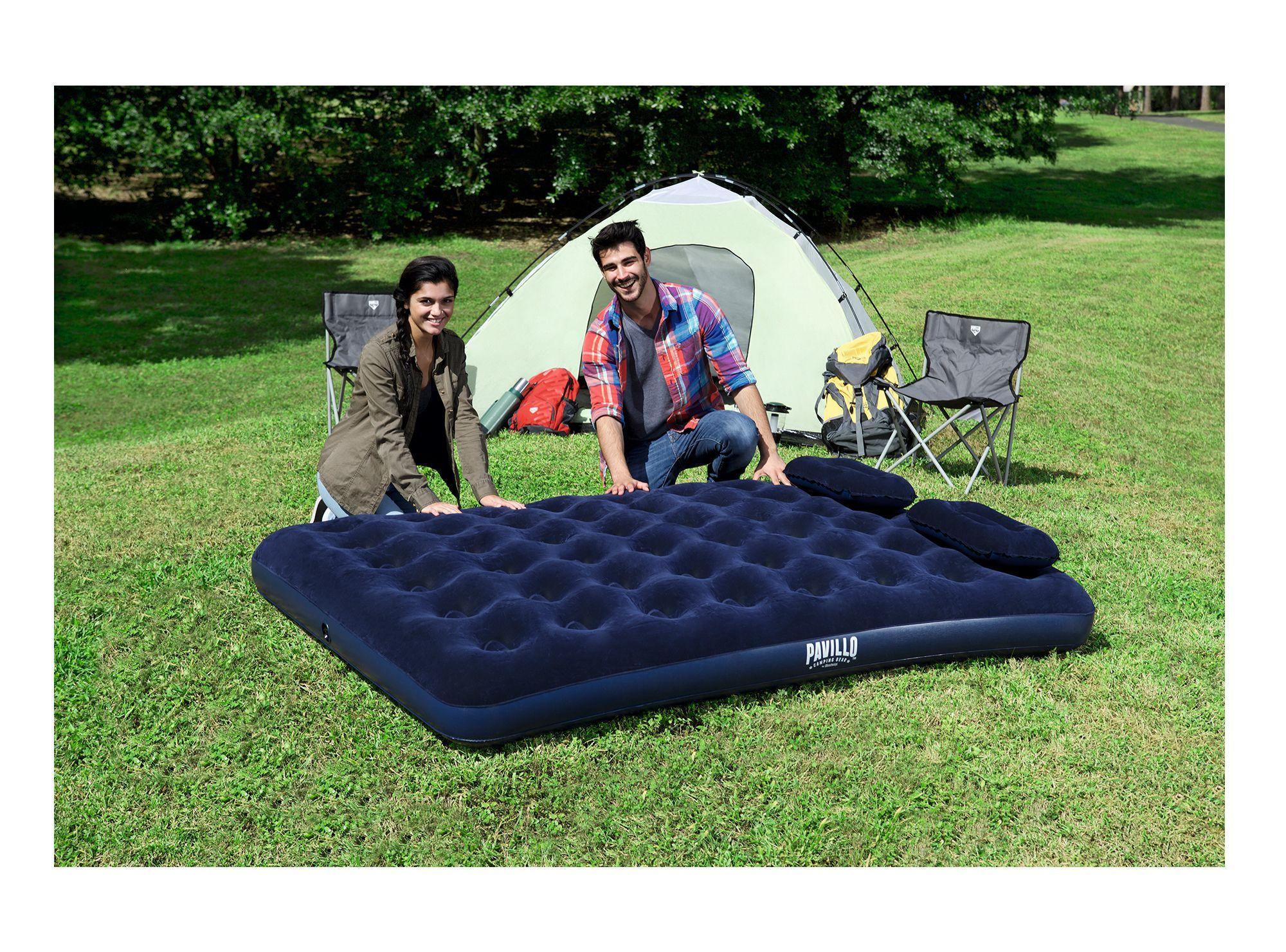 Colchón inflable doble 203x152x22 cm + inflador + 2 almohadas Bestway-1