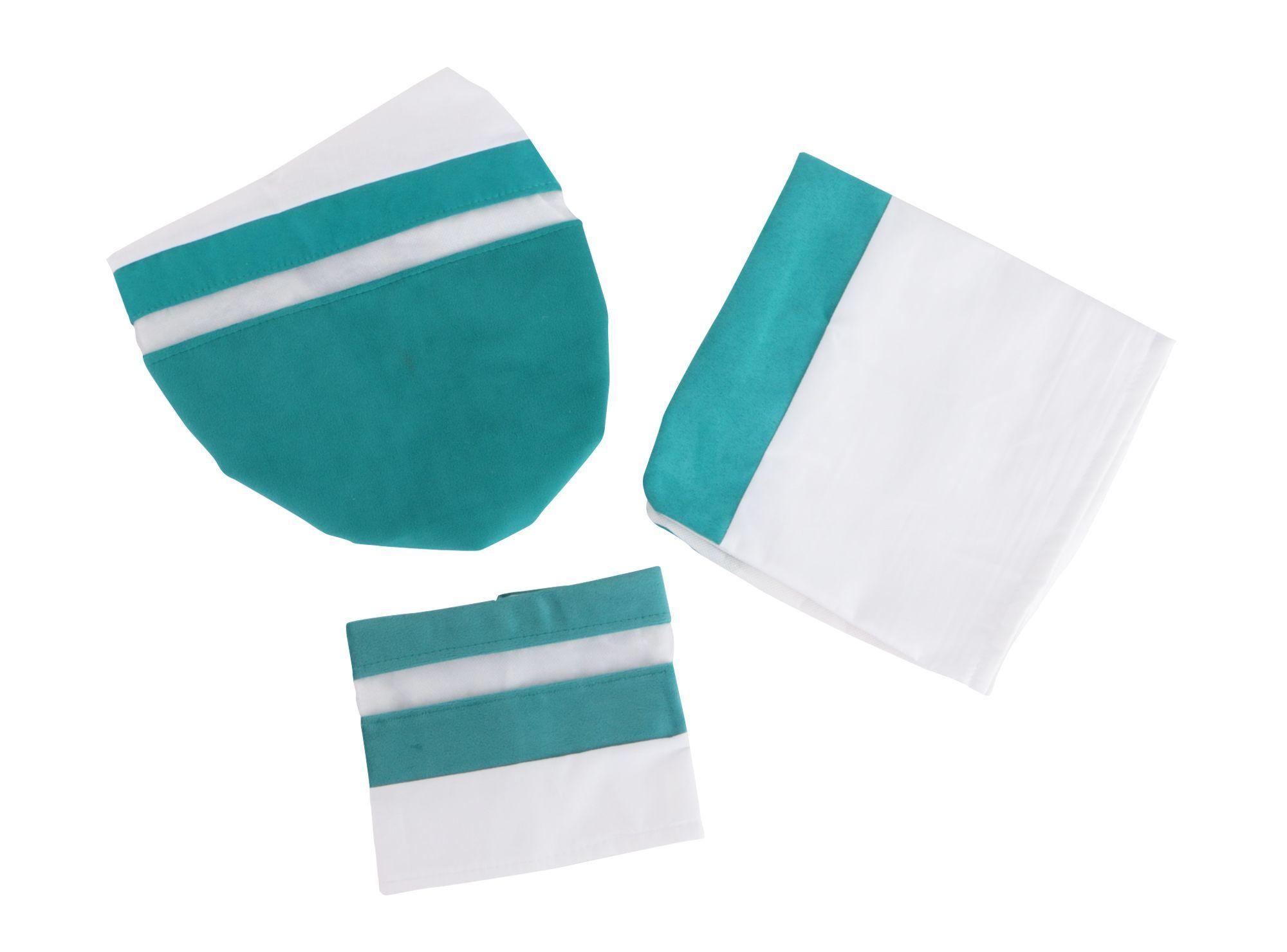 Set baño 3 piezas muselina turquesa/blanco Cotidiana-0