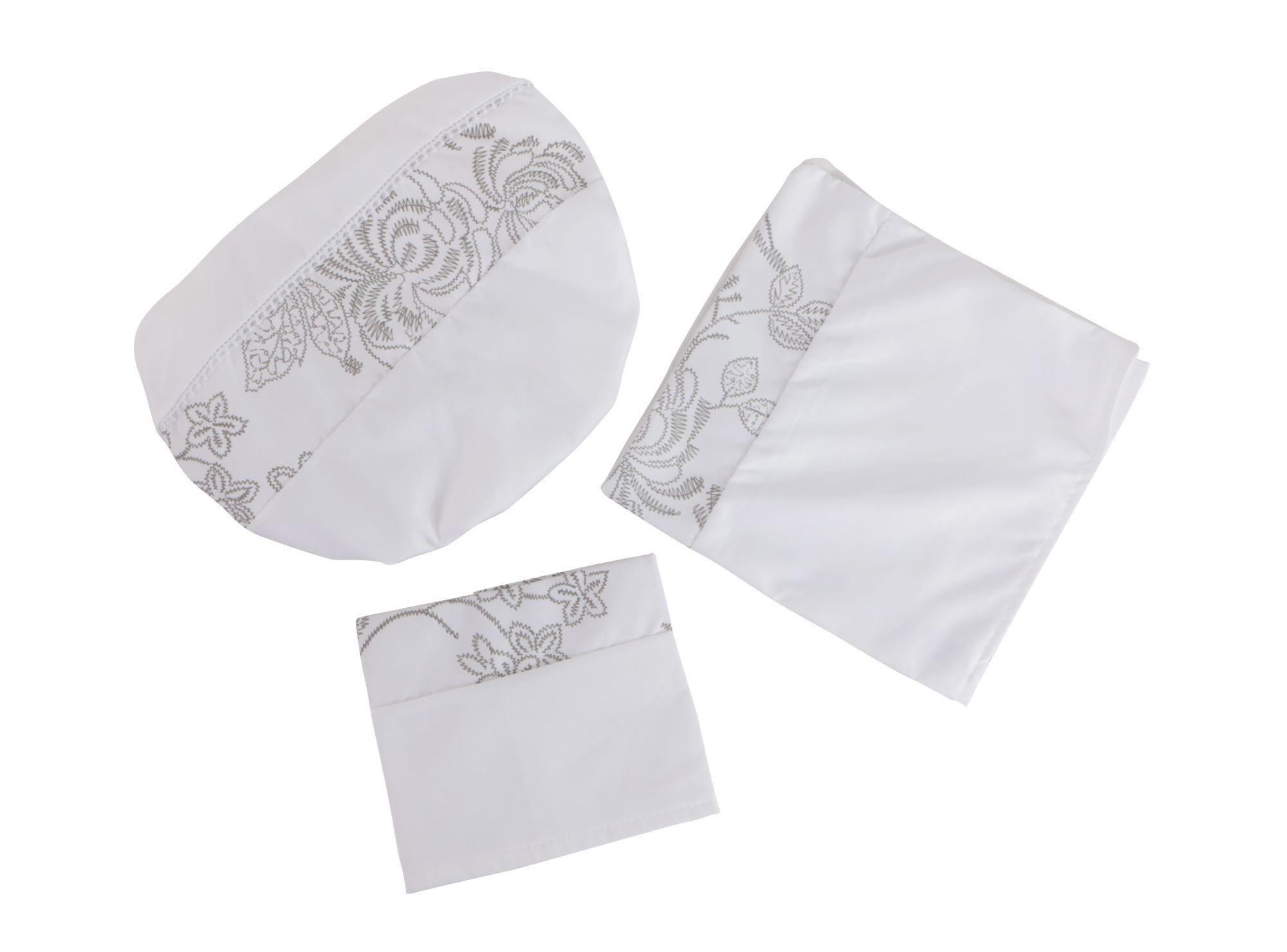 Set baño 3 piezas flor gris blanco Cotidiana-1