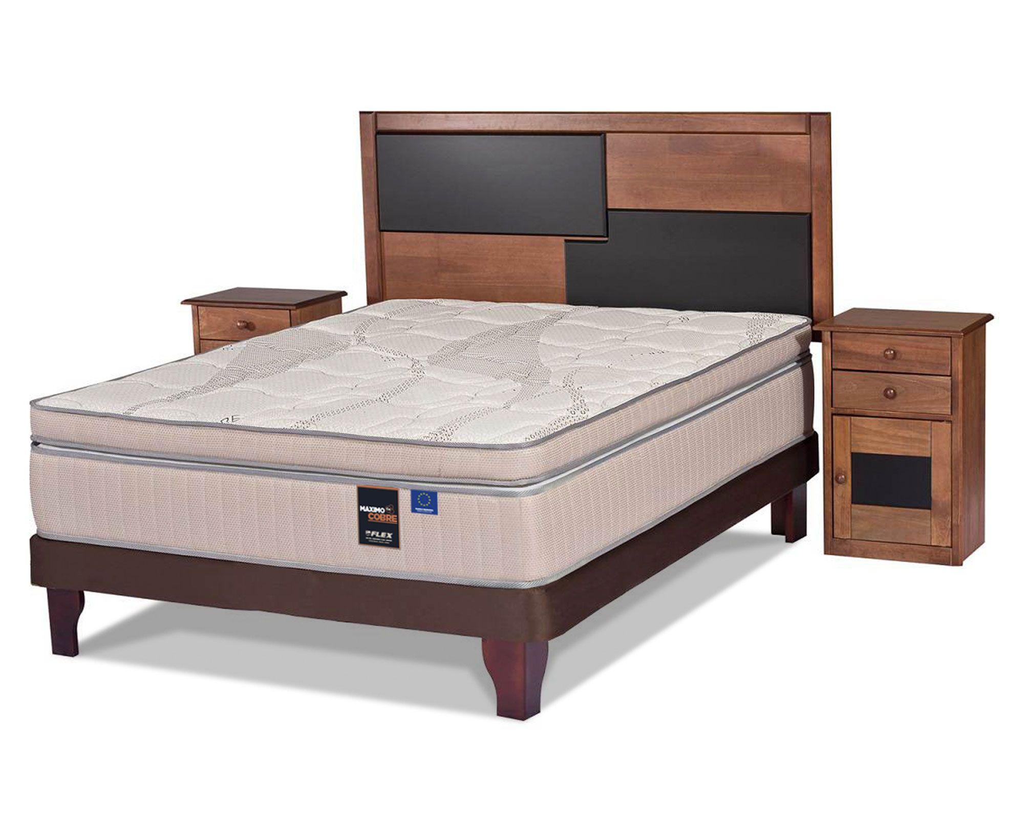 Cama europea 2 plaza Máximo Cobre + set muebles Colonia-1