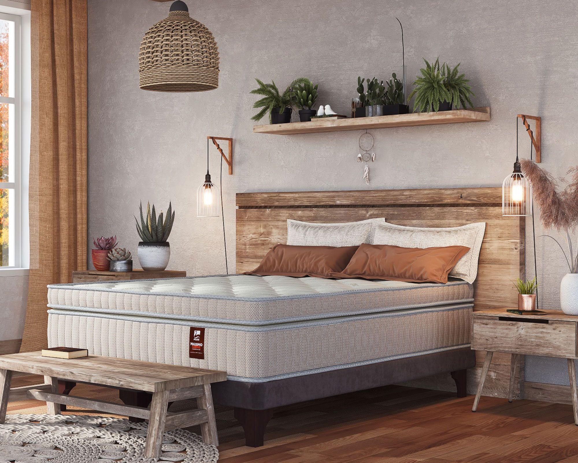 Cama europea 2 plaza Máximo Cobre + set muebles Colonia-4