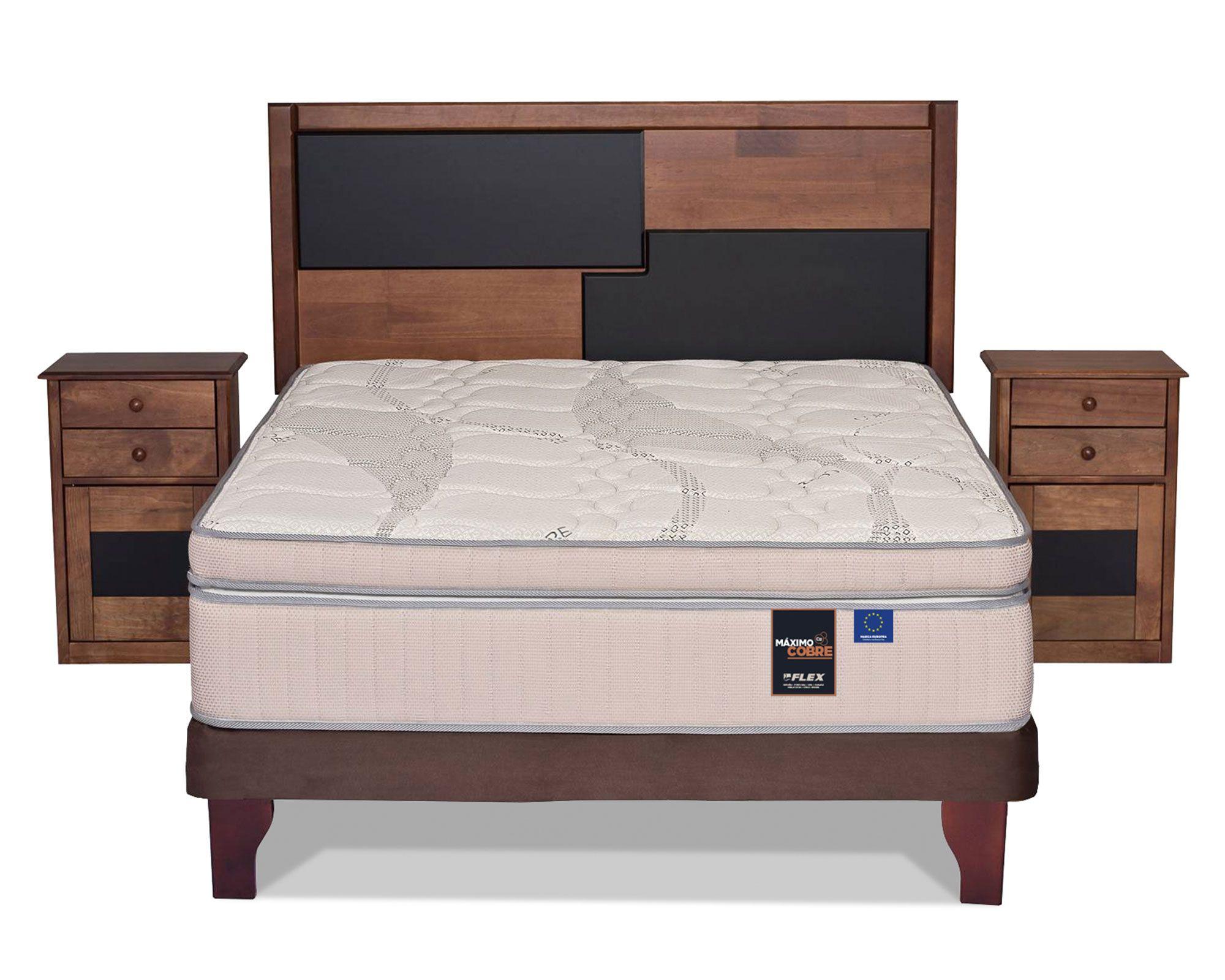 Cama europea 2 plaza Máximo Cobre + set muebles Colonia-0