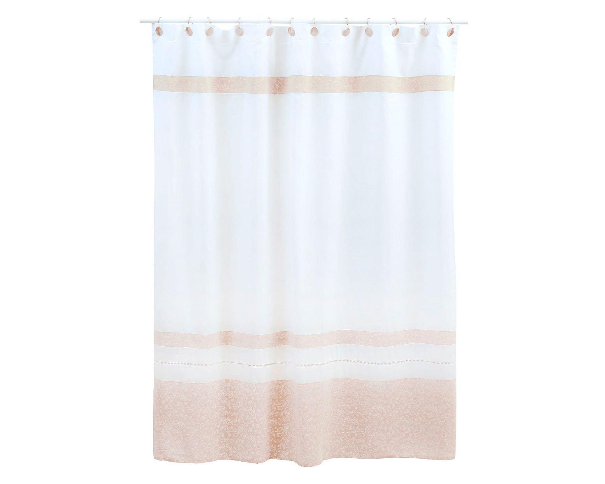 Cortina baño 180x180 cm lino estampado blanco Cotidiana-4