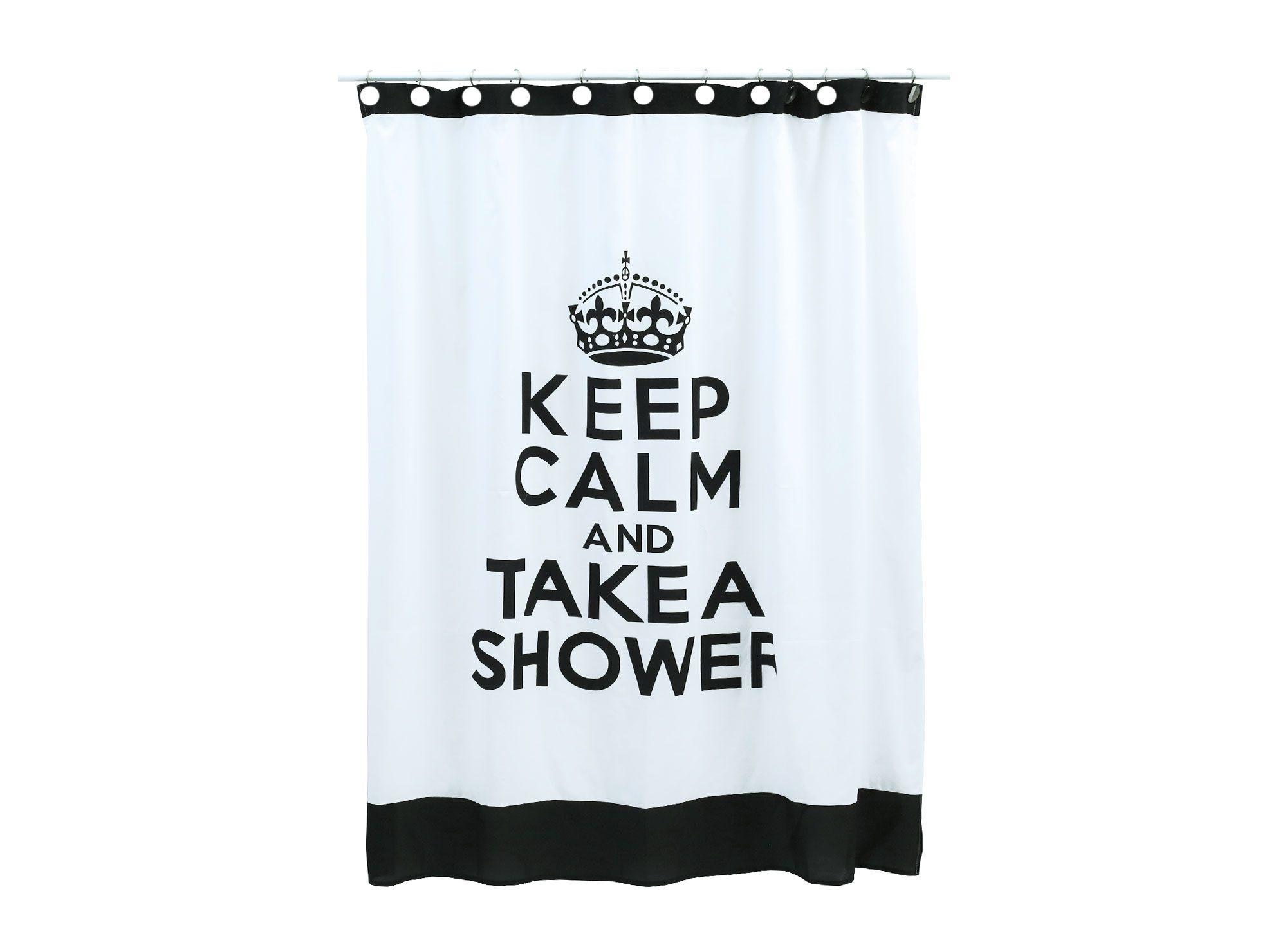 Cortina baño 180x180 cm Keep calm blanco/negro Cotidiana-0