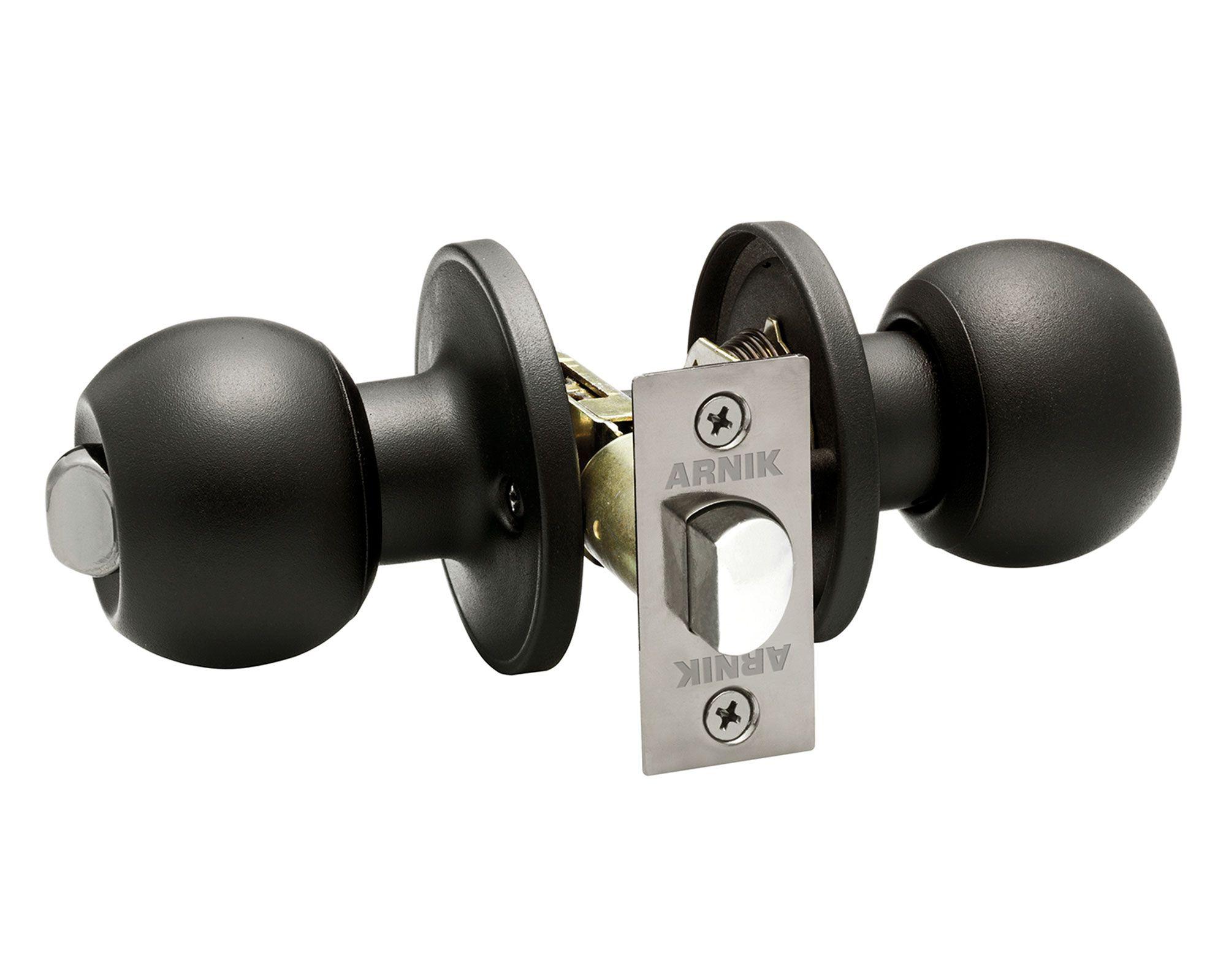 Cerradura pomo dormitorio/baño bola negro Arnik-0