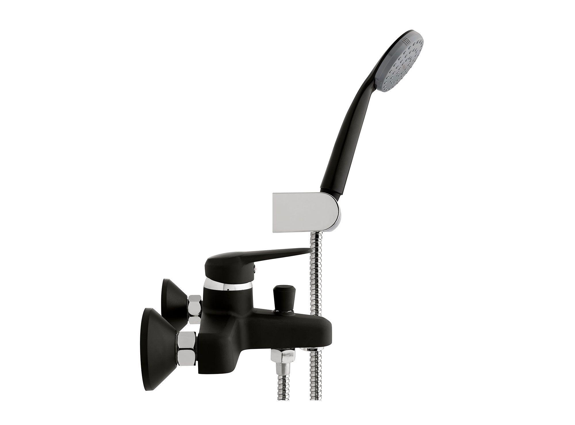 Combinación tina ducha Pádova negro mate Stretto-1